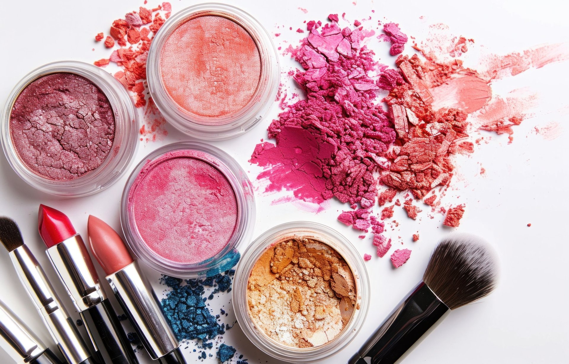 Beauty and cosmetics products arranged on a table