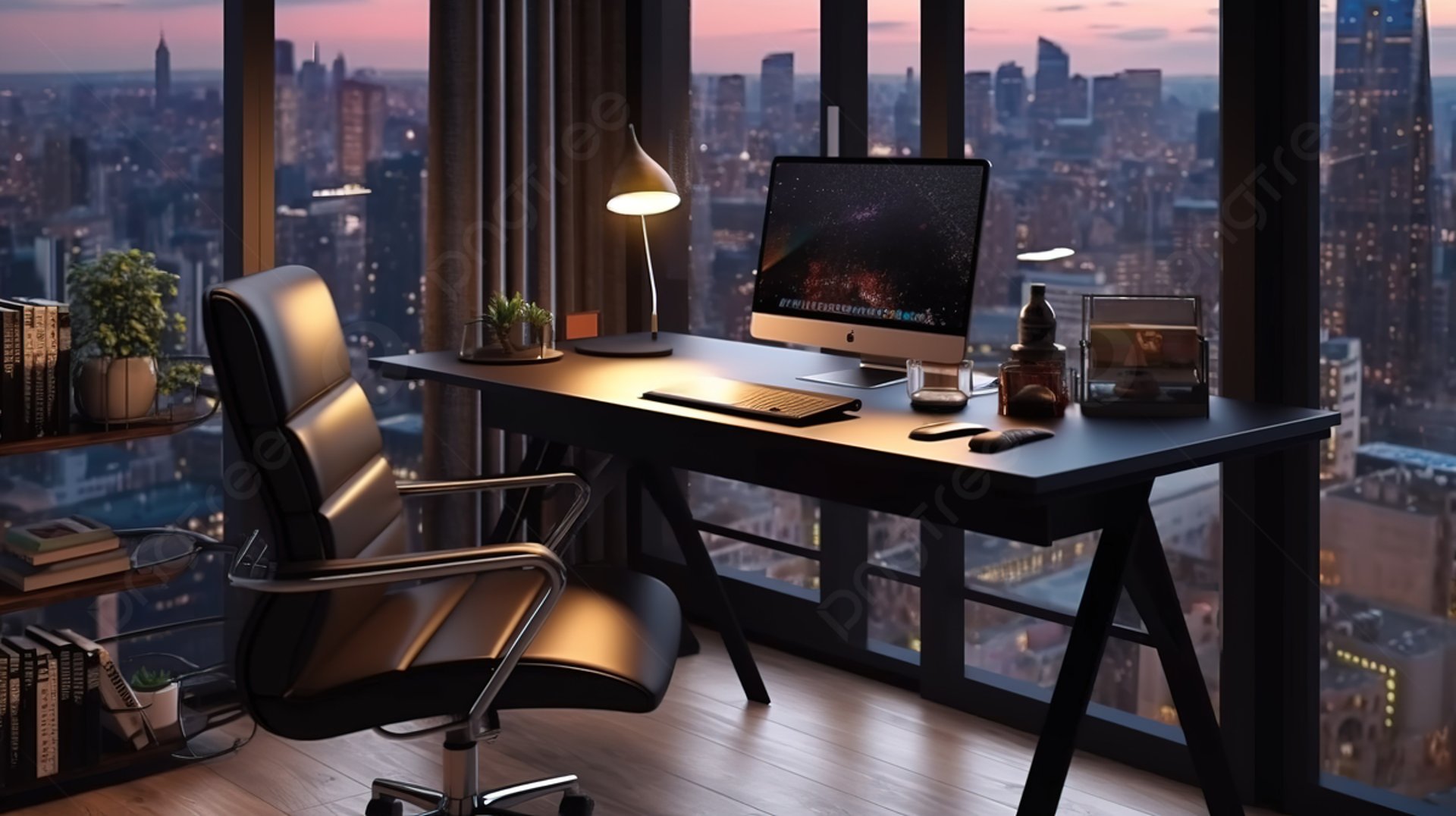 brown wooden 9-piece office table and chairs