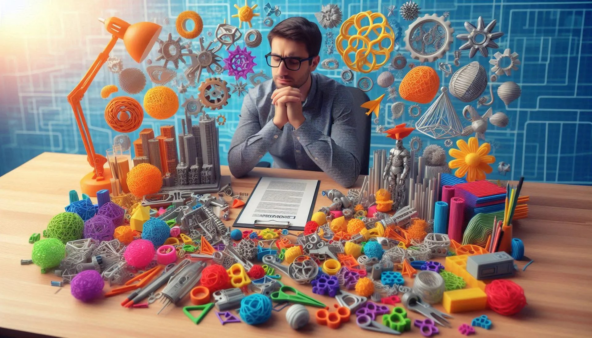 WIKXY Brightly coloured, taylormade 3D printed balls, rings on the table. Available at WIKXY 3D Printing in Stoke-on-Trent.