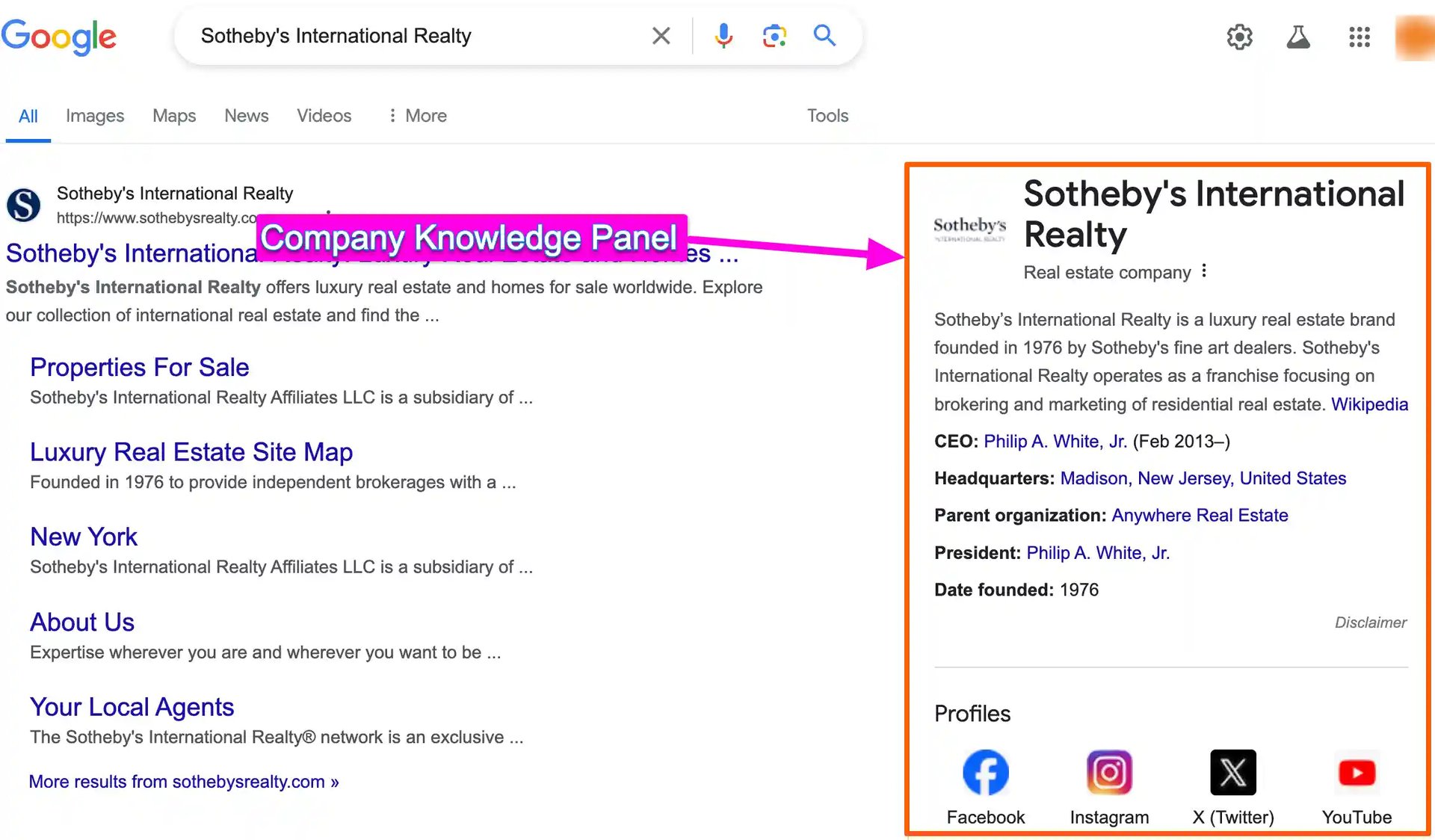 Company Google Knowledge Panel