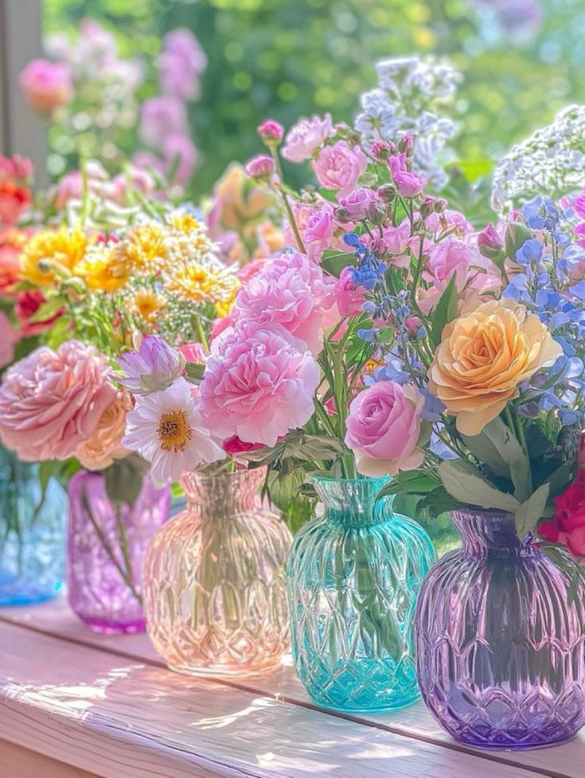 assorted-color rose flowers