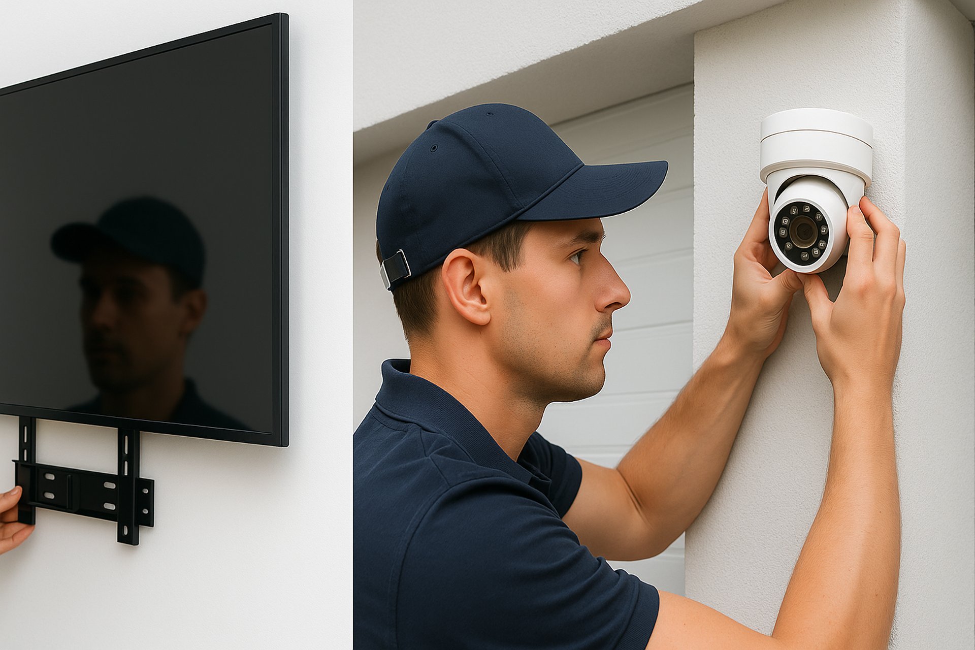 a security camera mounted to the side of a building