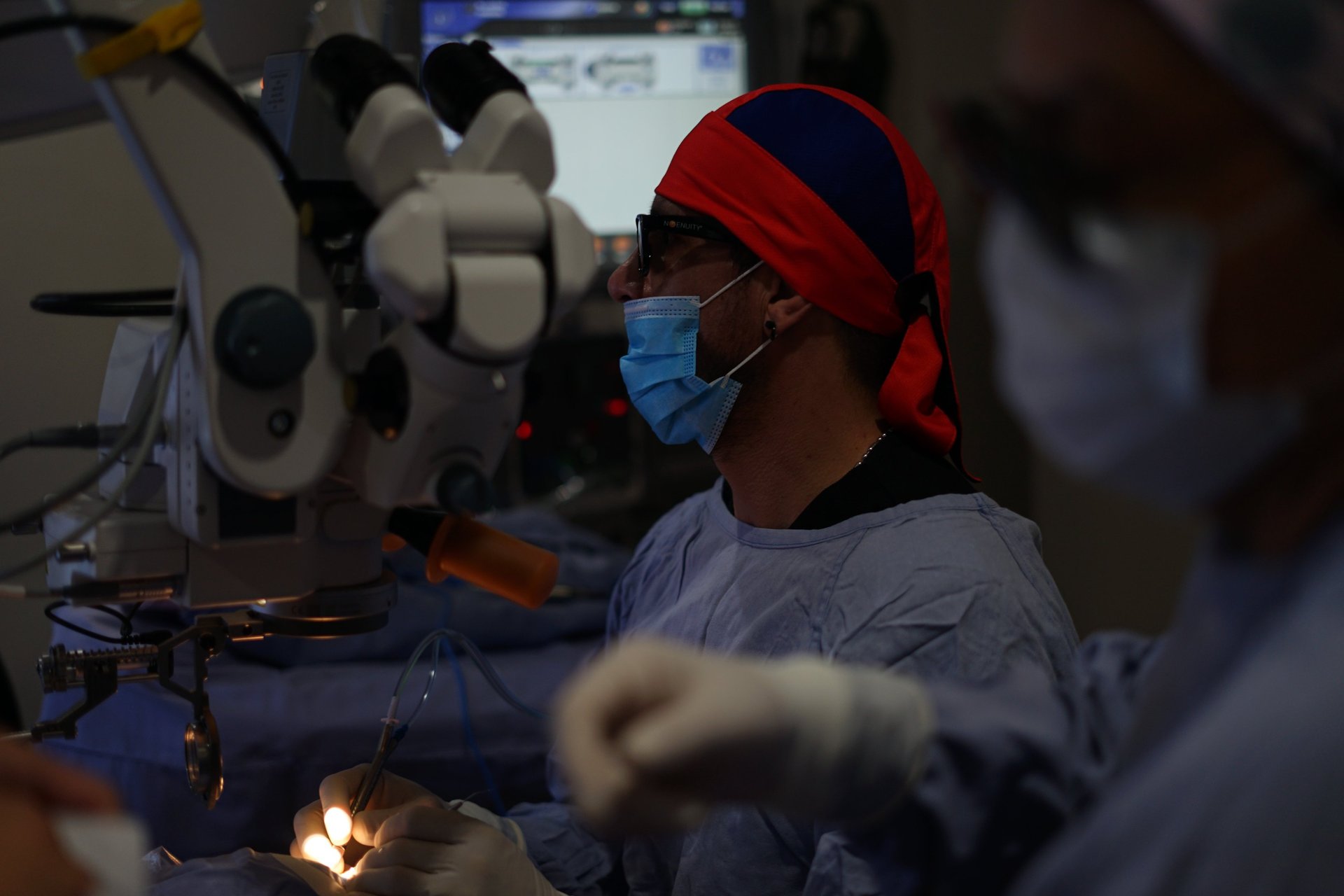 a close up of a machine with a pair of glasses on it