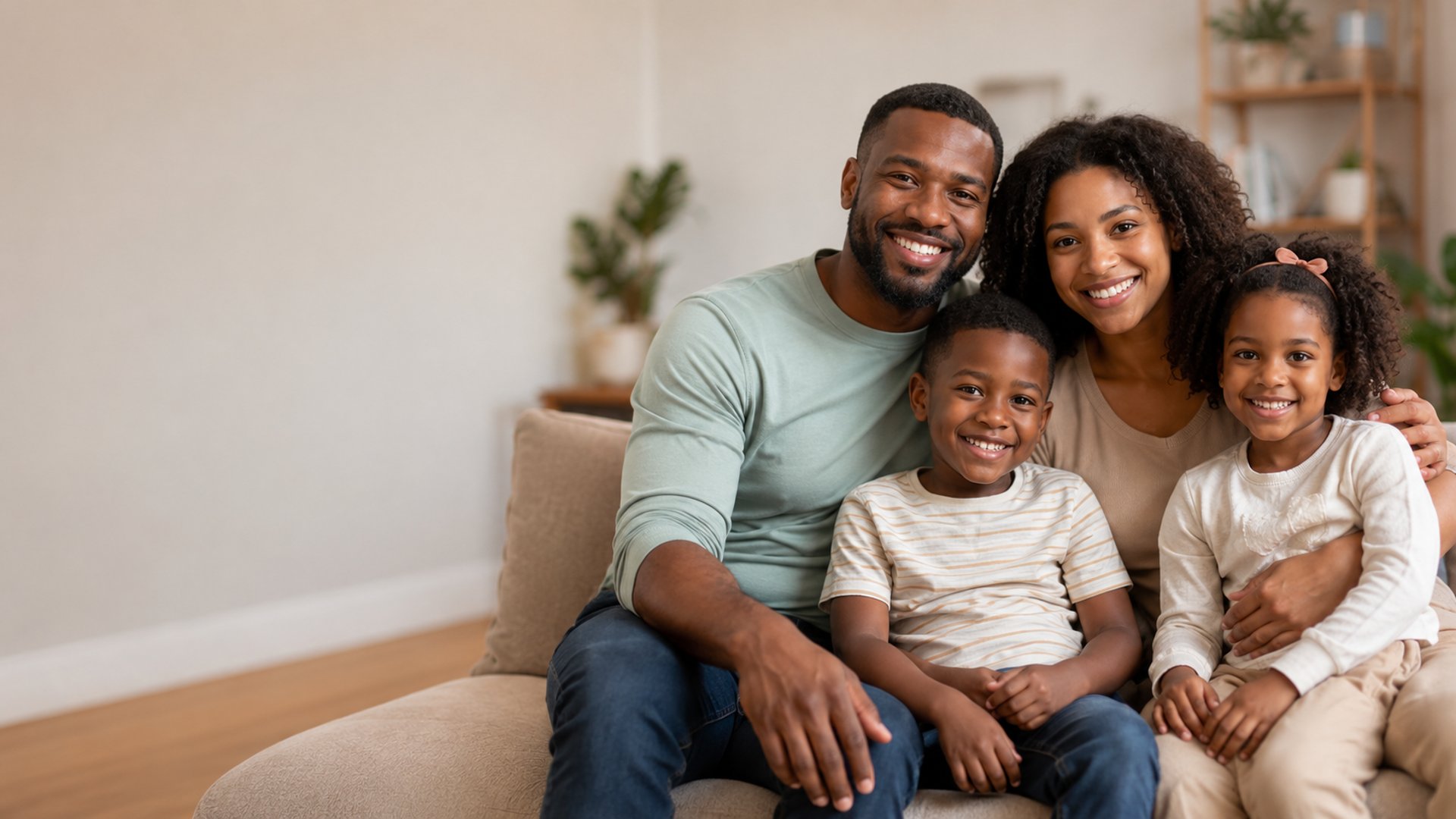 a man, woman, and child are posing for a picture