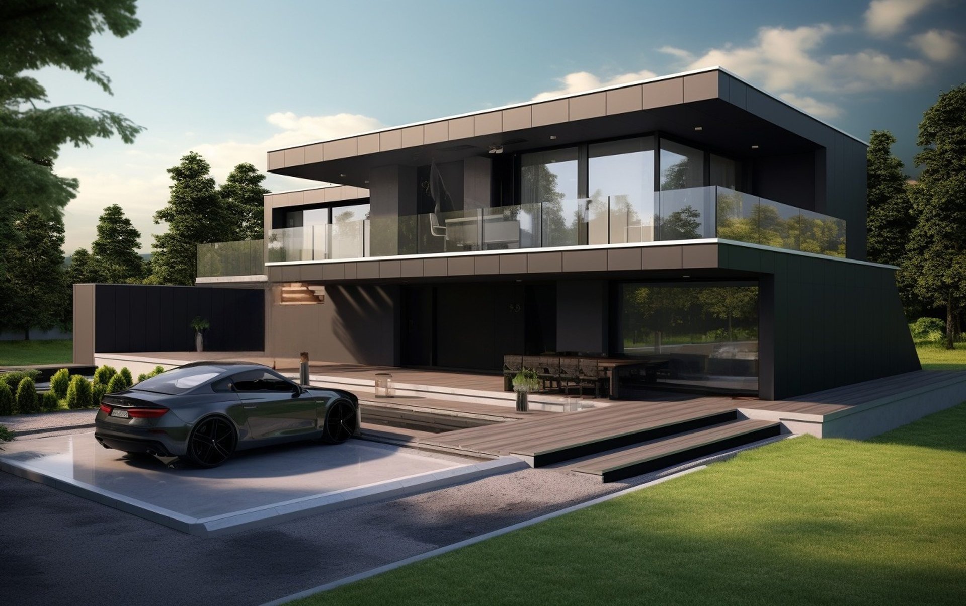 brown wooden house with green grass field