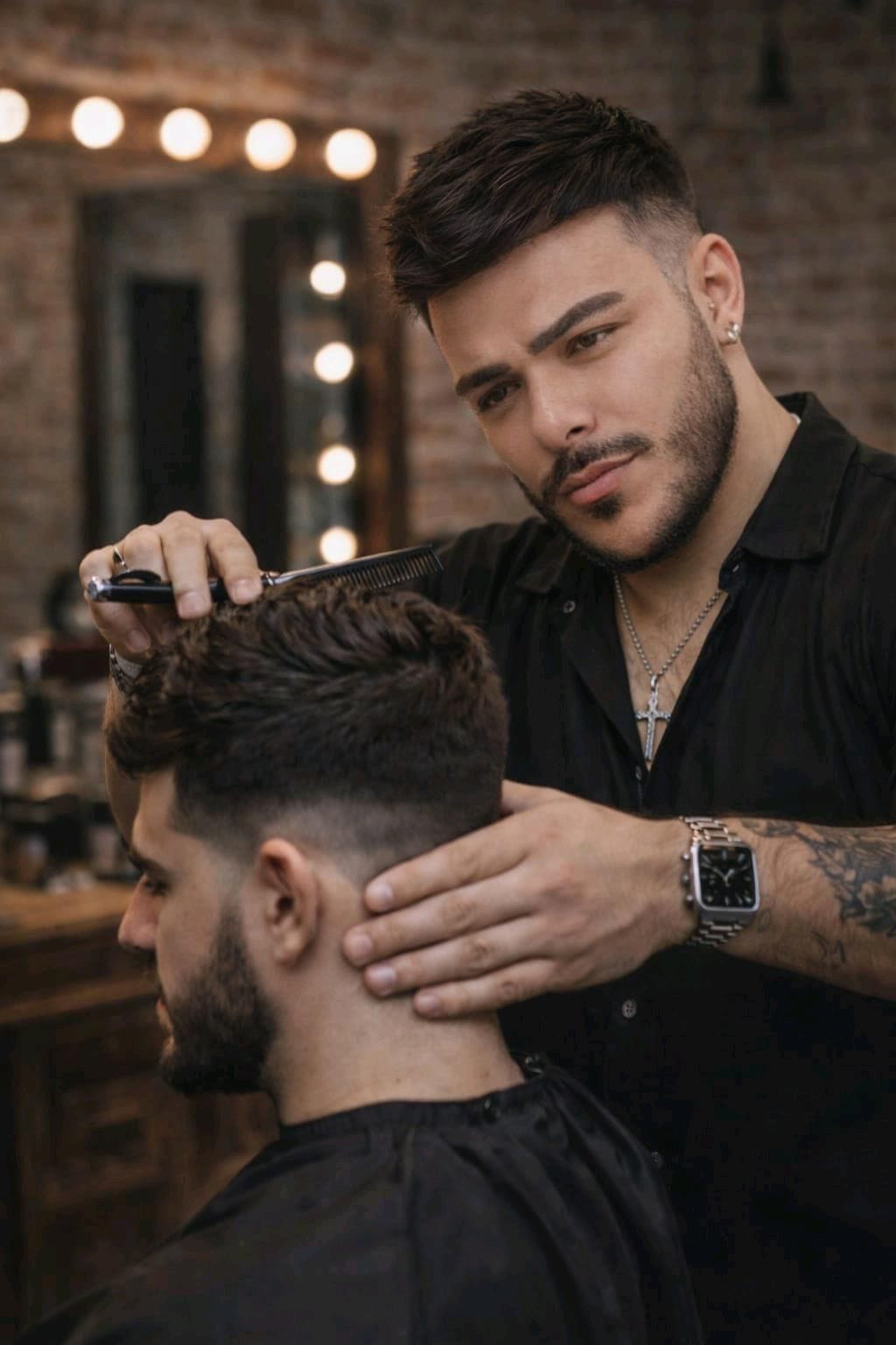 black and brown leather padded tub sofa
