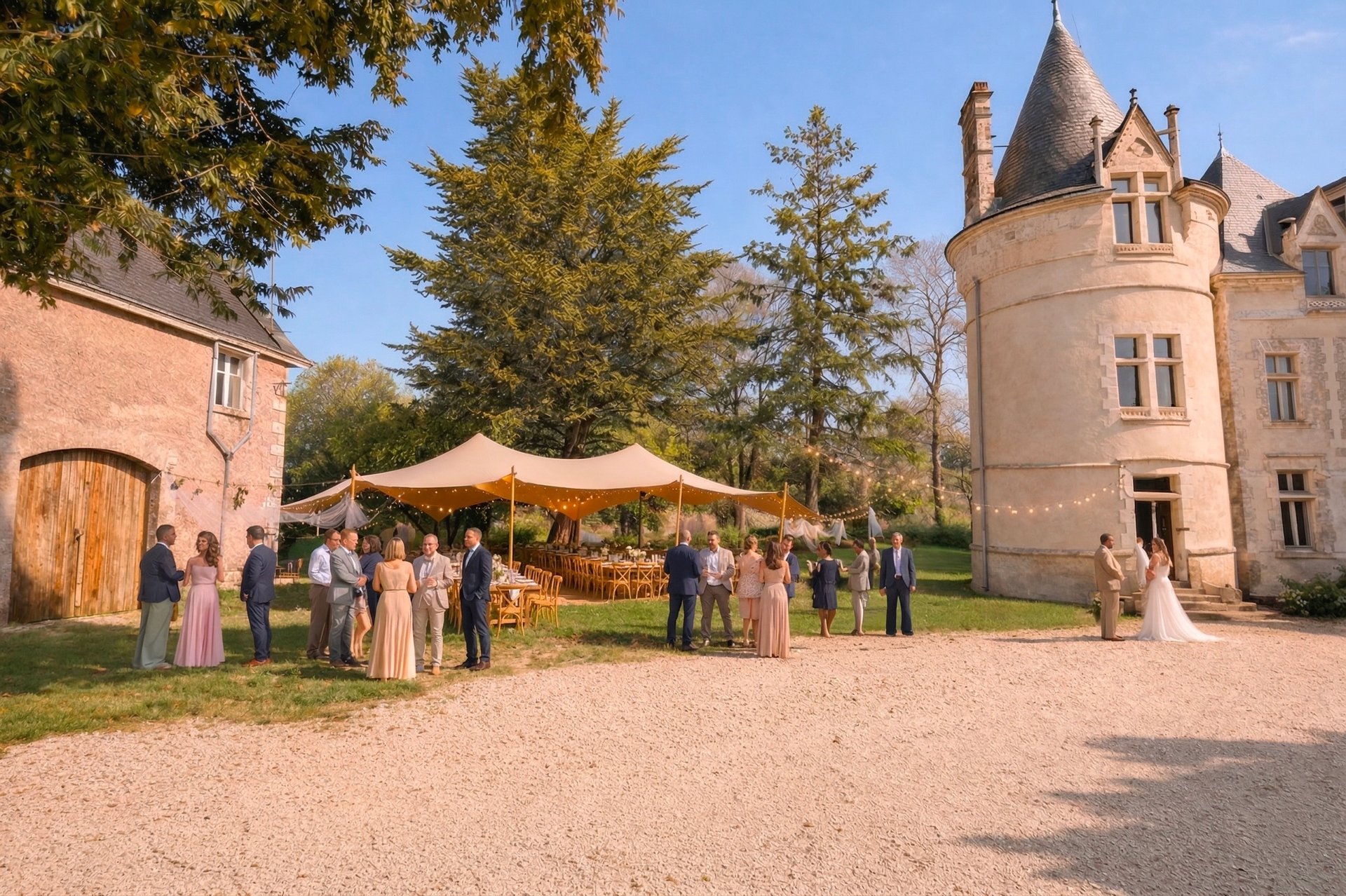an abstract photo of a curved building with a blue sky in the background