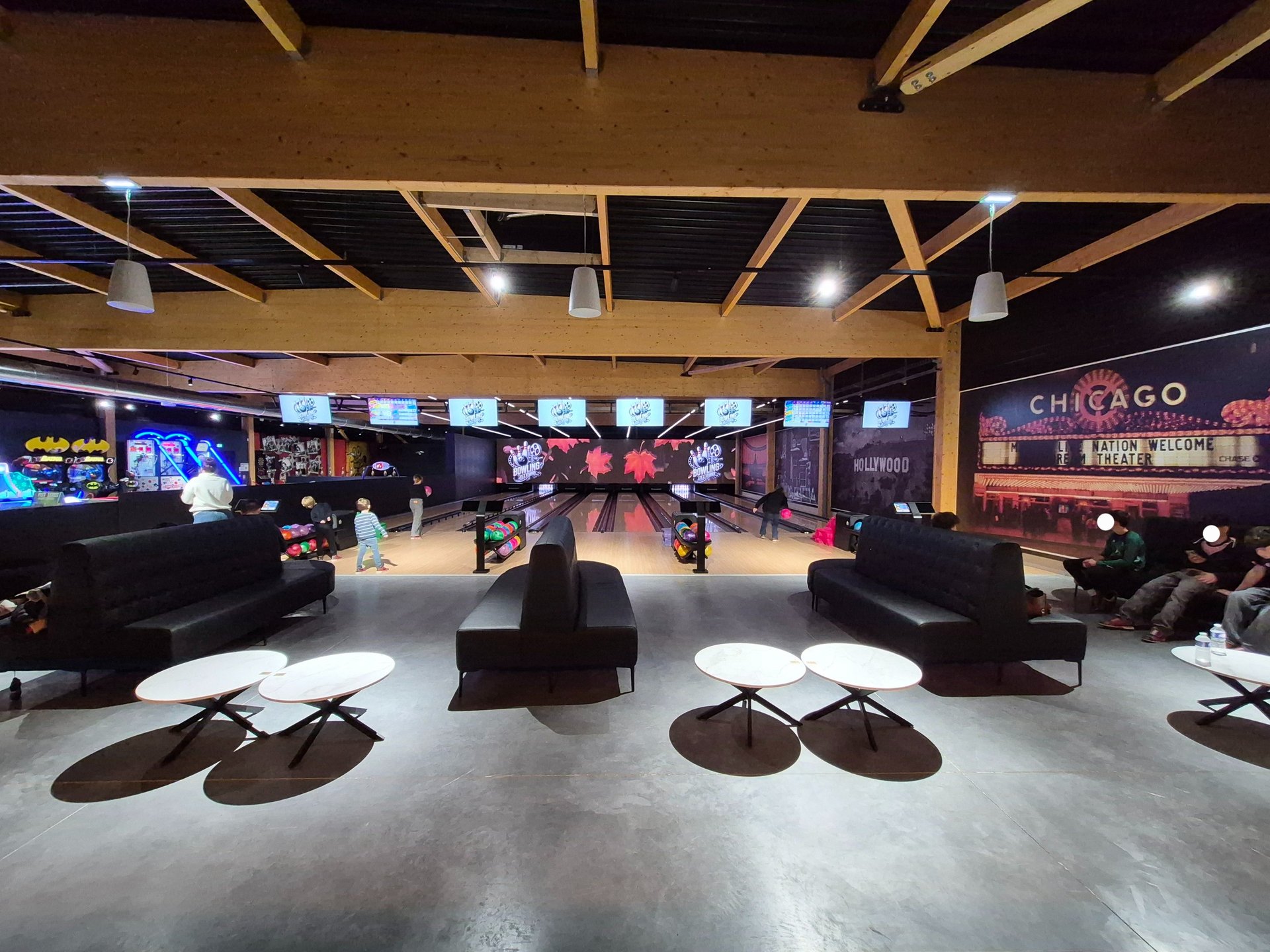 blue and white train station