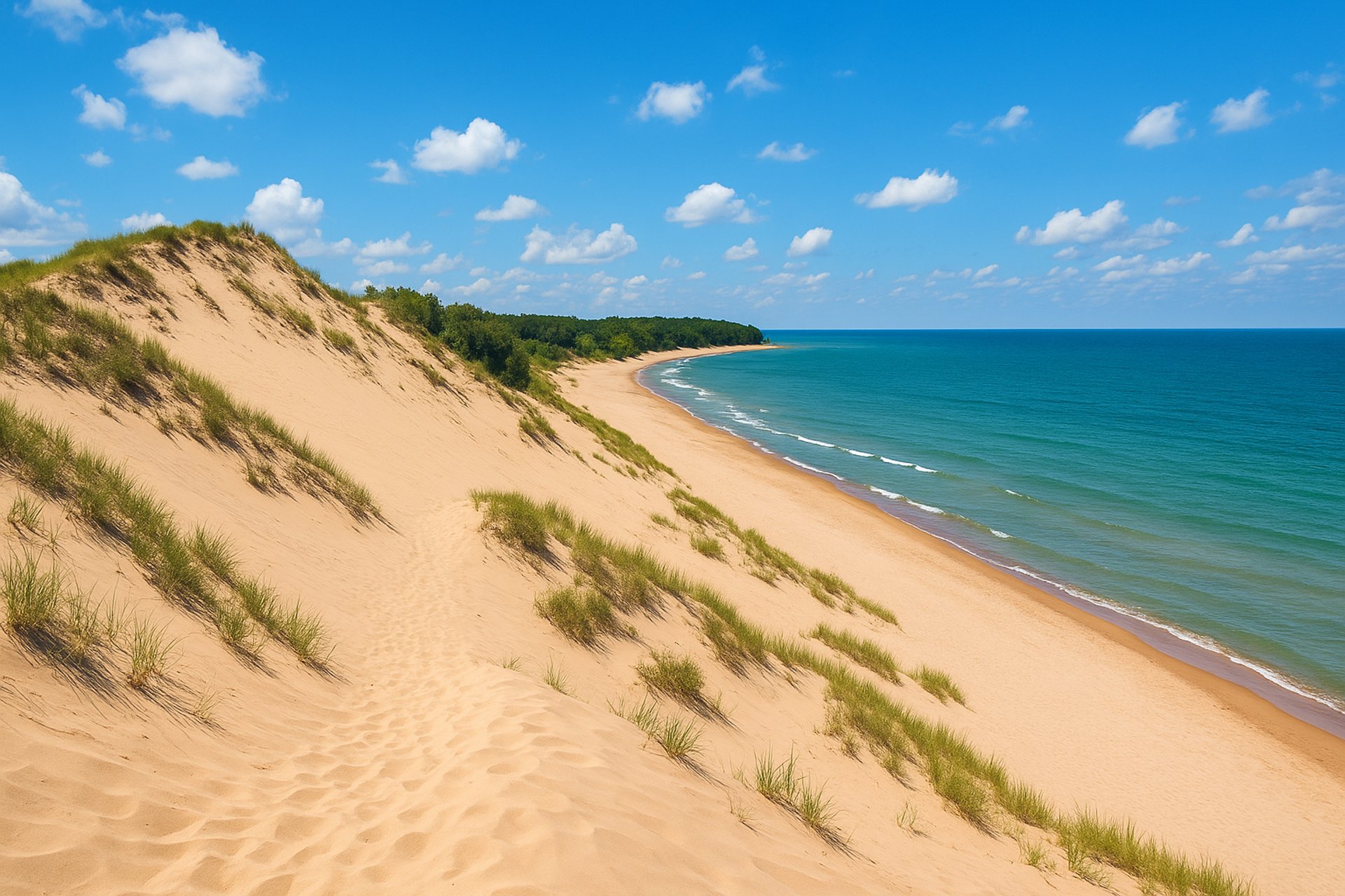 green palm tree on brown sand under blue sky during daytime