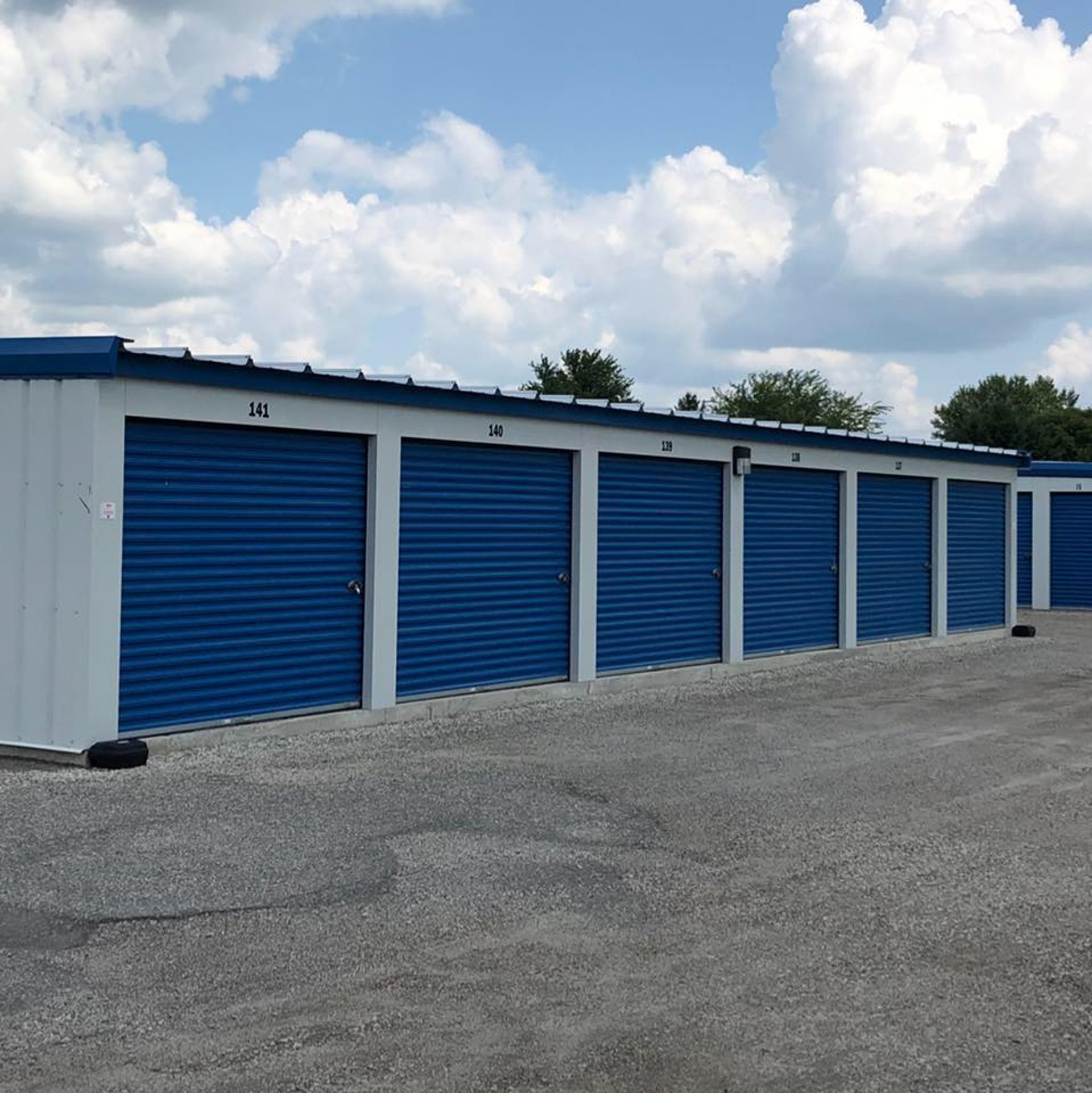 a row of storage units at a storage facility