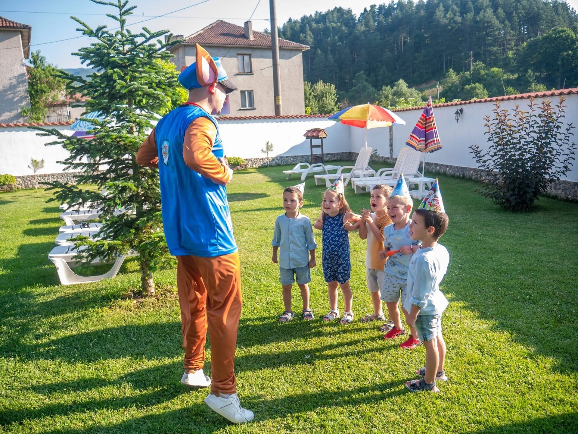 a group of people dressed in animal costumes