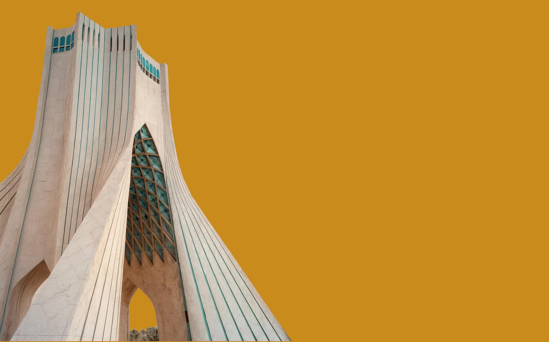 an abstract photo of a curved building with a blue sky in the background