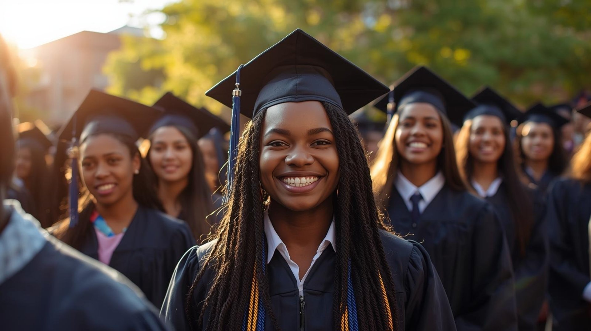 woman in black academic dress standing on gray concrete floor during daytime