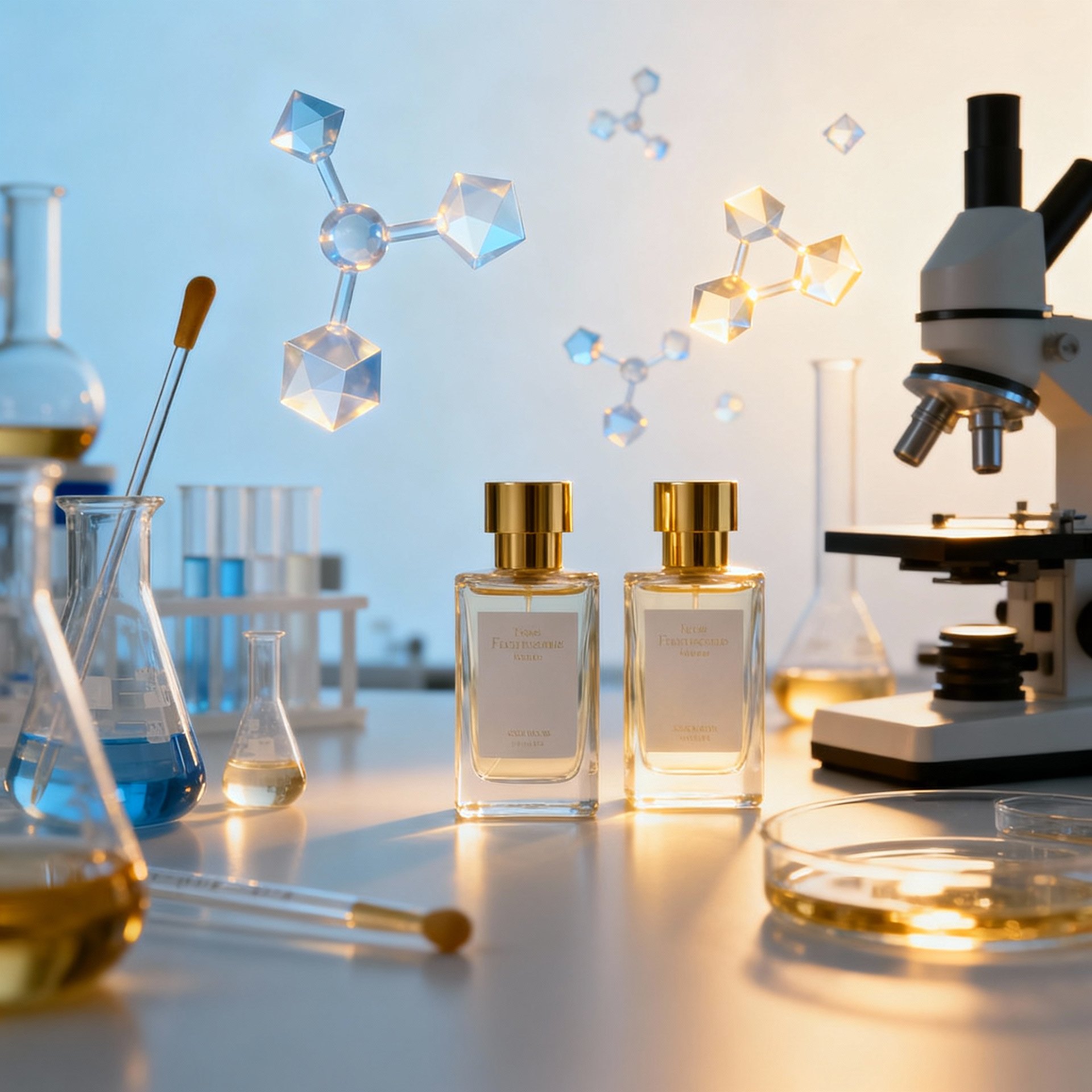 two clear glass bottles