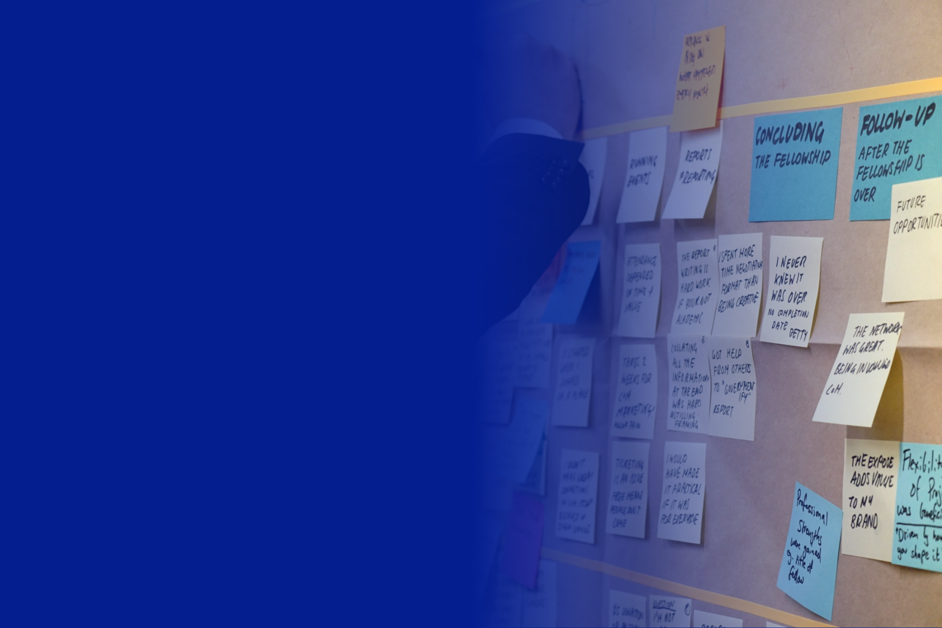 sticky notes on corkboard