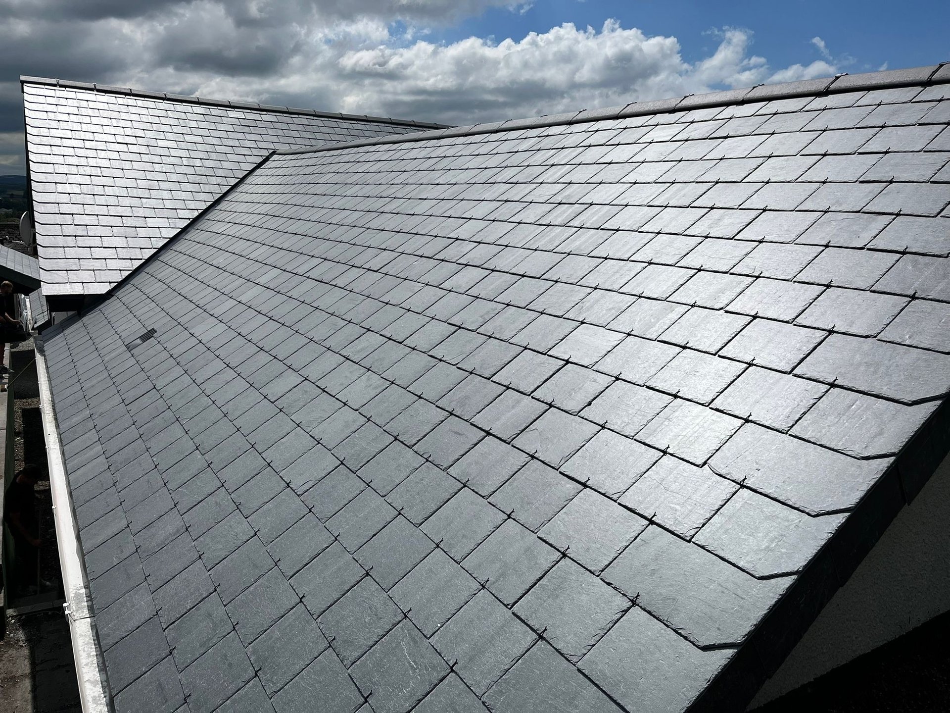 a close up of a roof made of wood planks