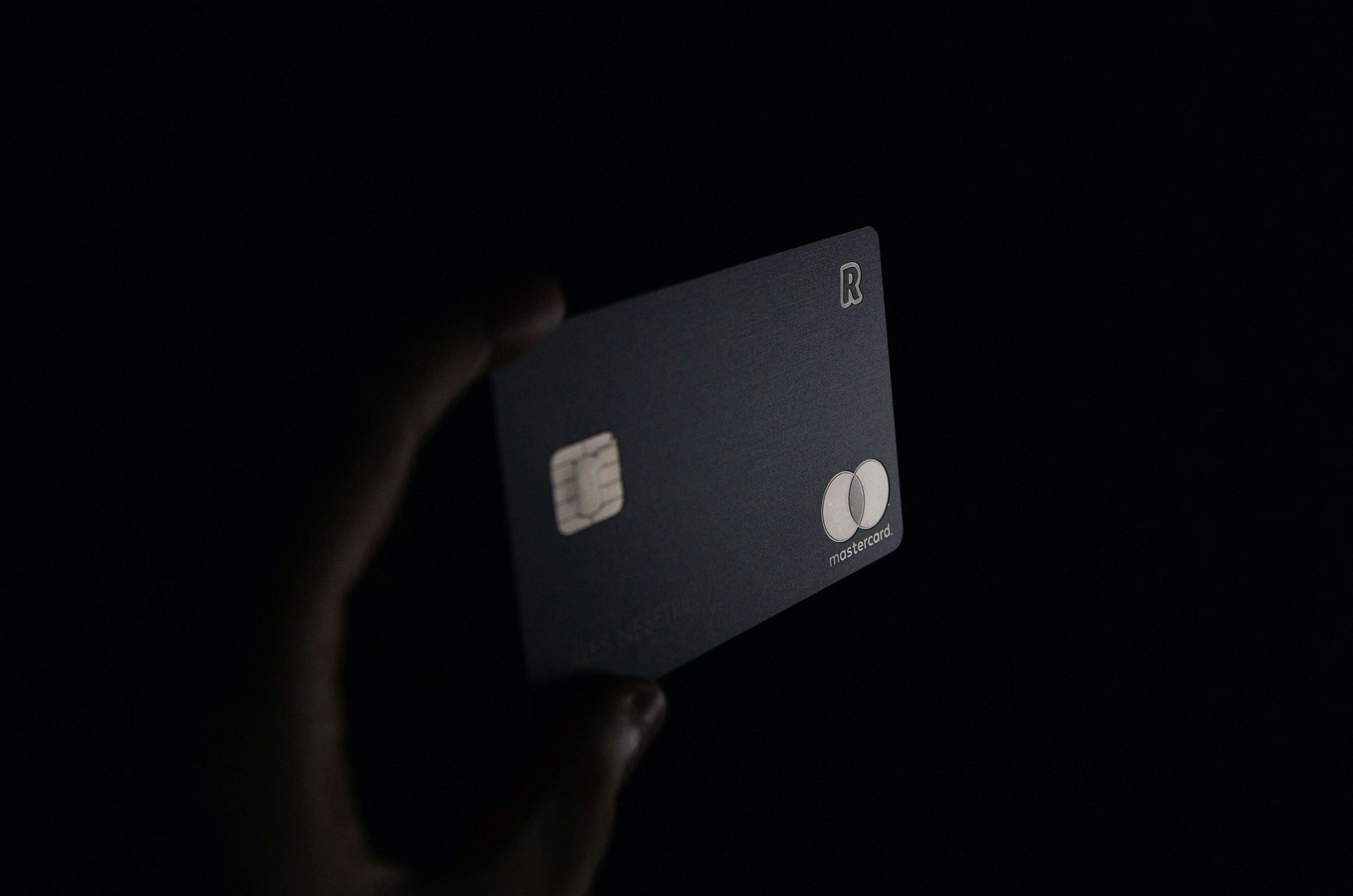 Mastercard in a dark room