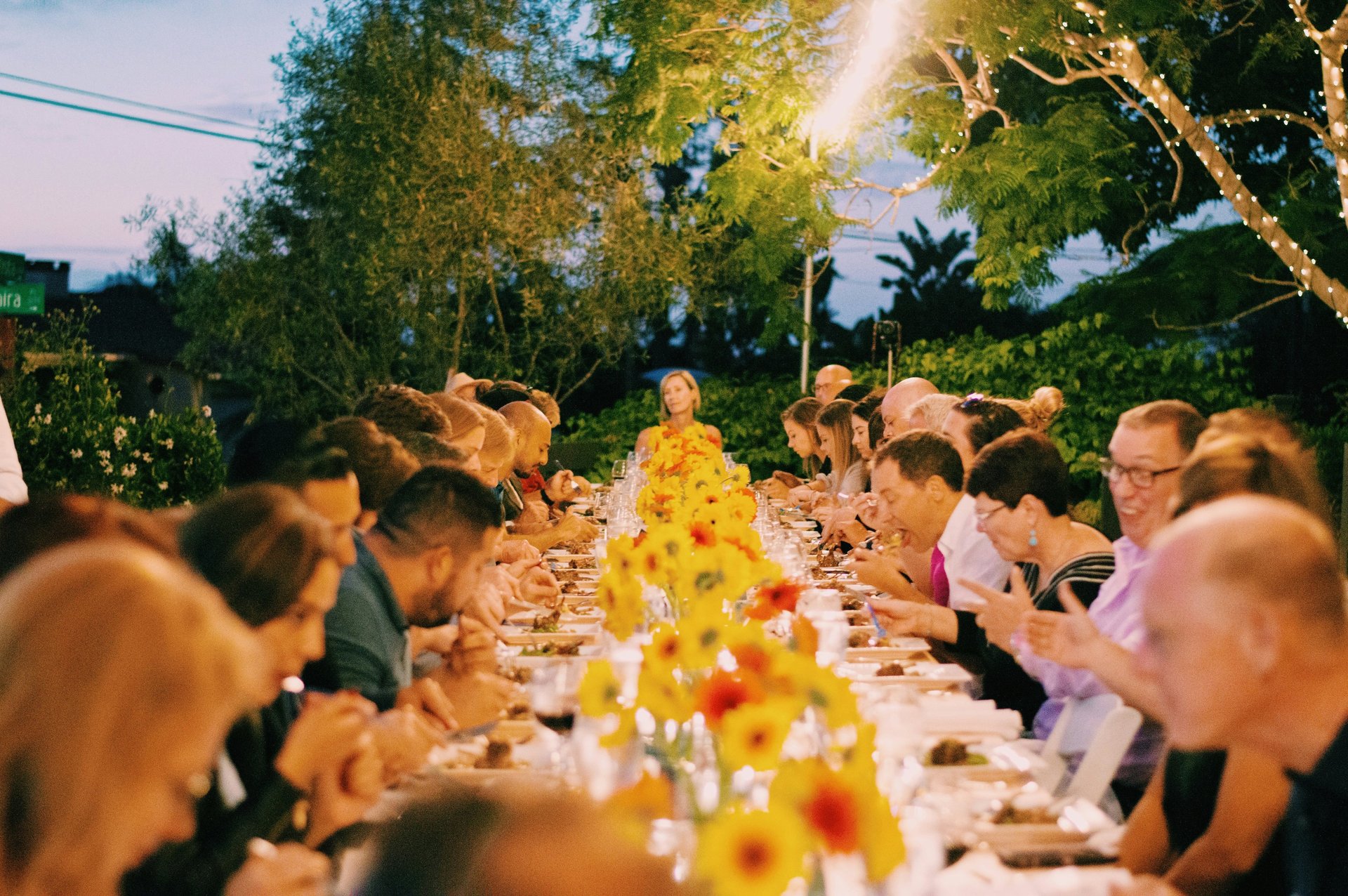 Big family is sitting at family dinner