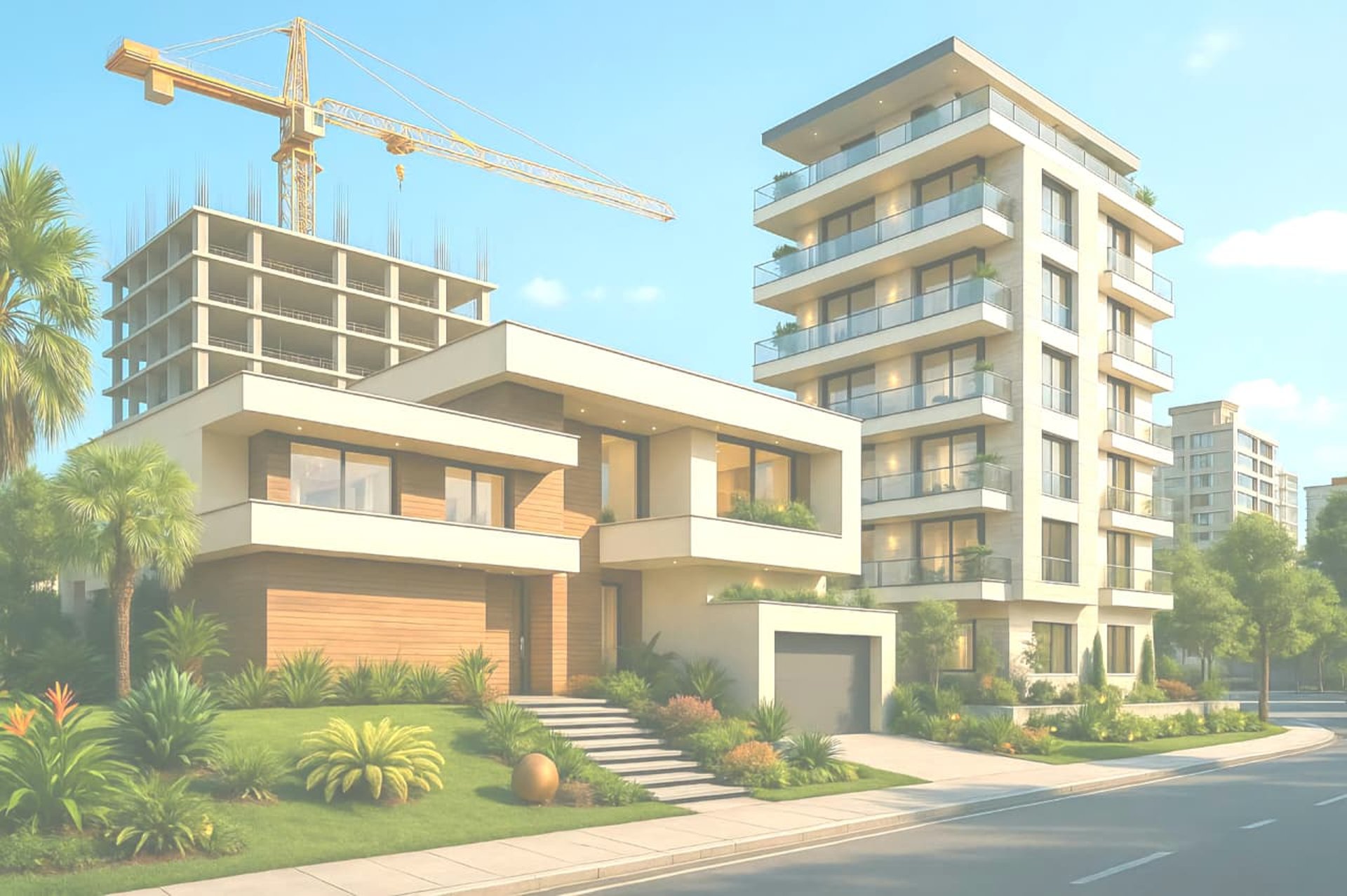 an airplane flying in front of a very tall building