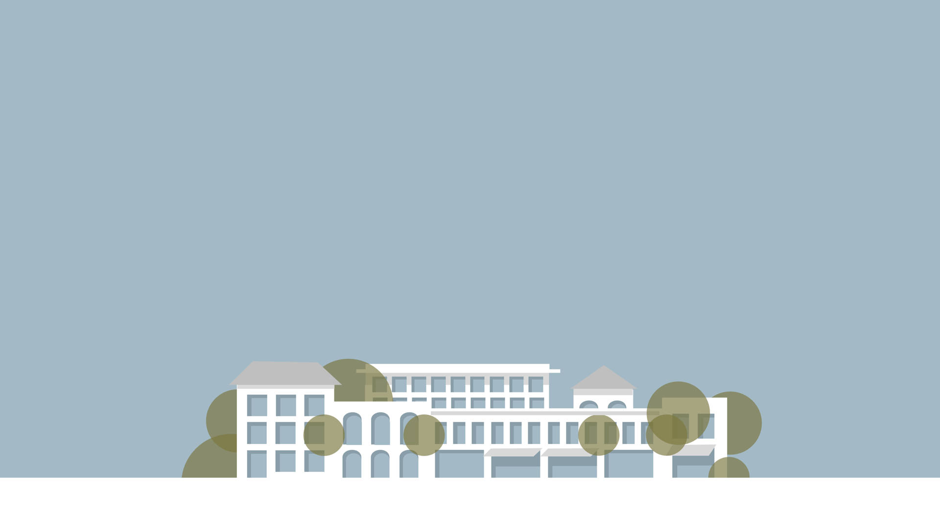 an abstract photo of a curved building with a blue sky in the background