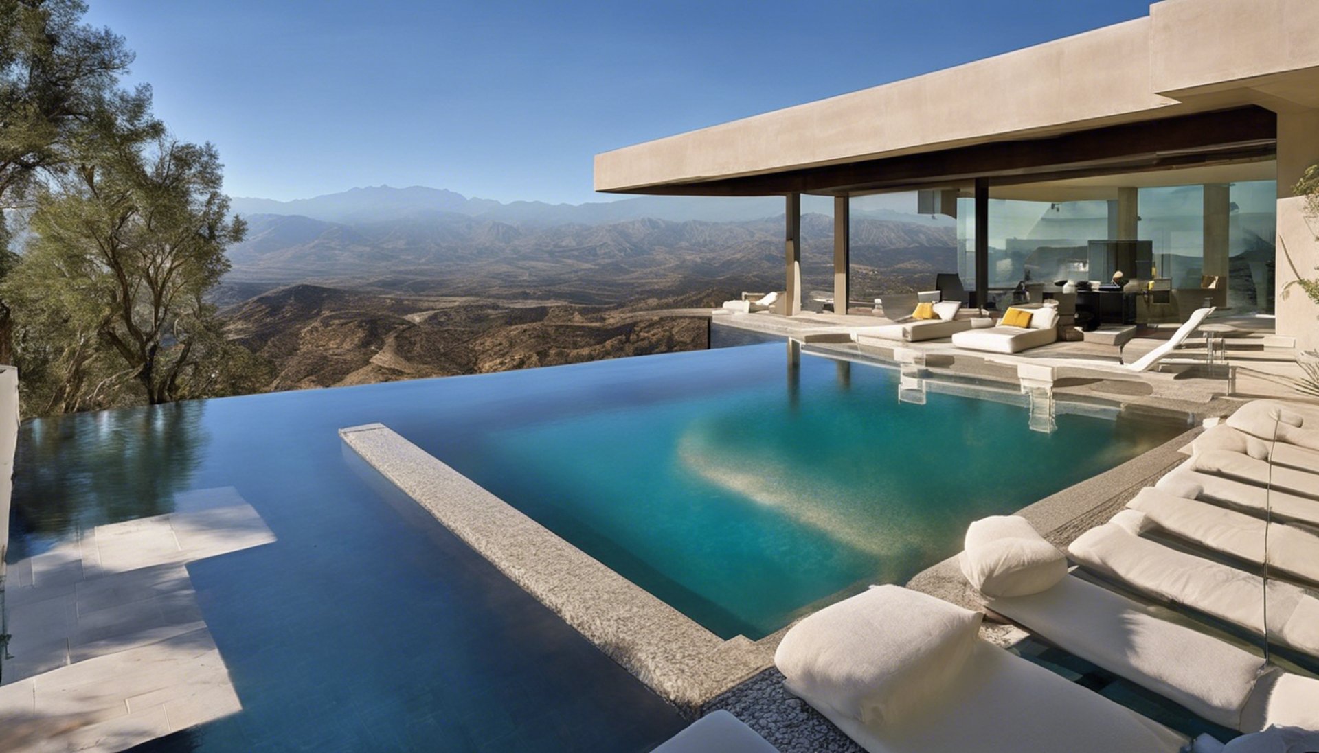 an abstract photo of a curved building with a blue sky in the background
