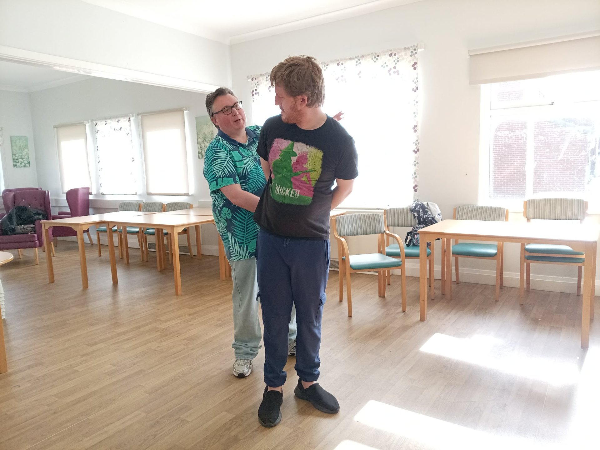 red and brown stage with lights