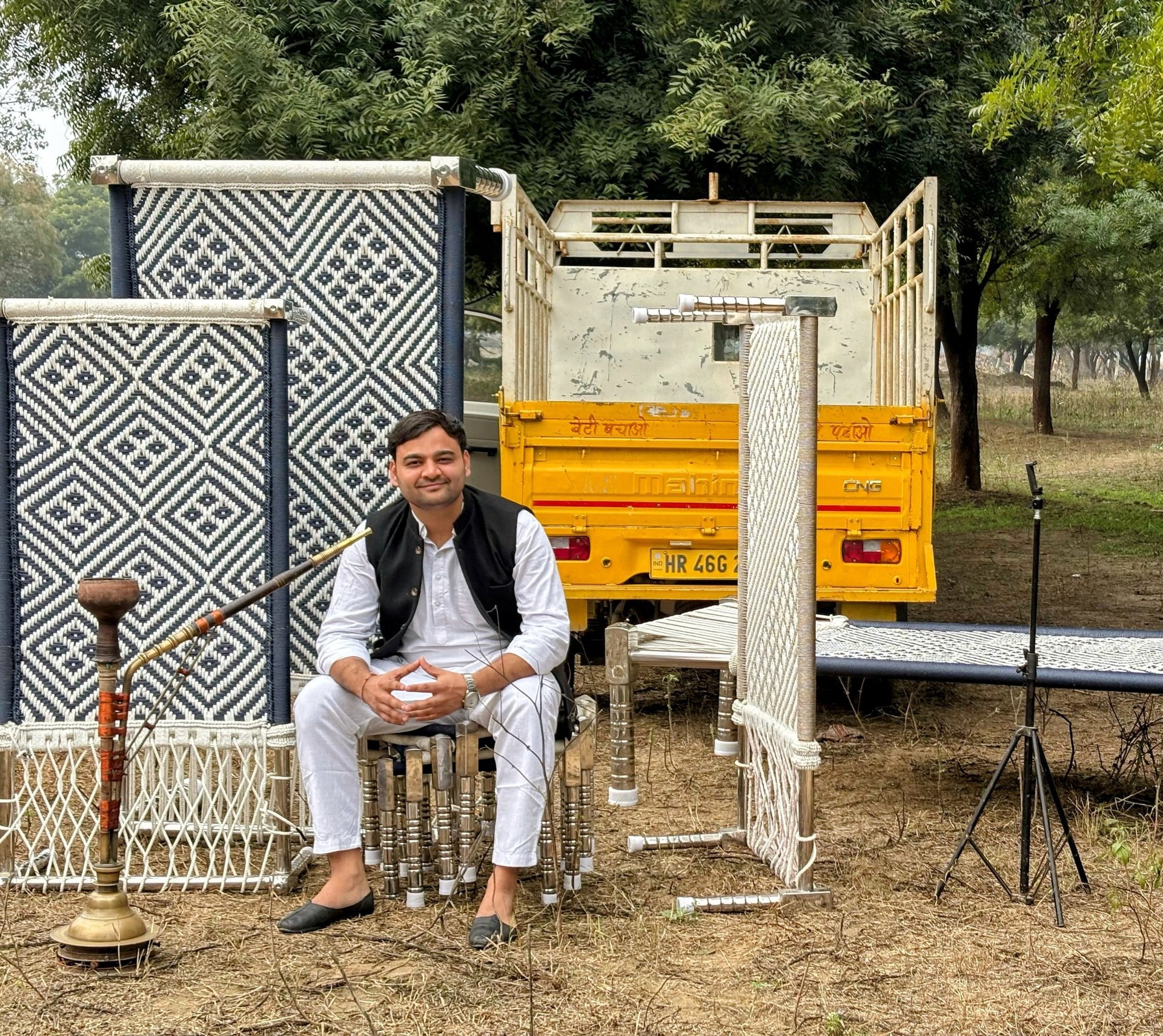 an abstract photo of a curved building with a blue sky in the background