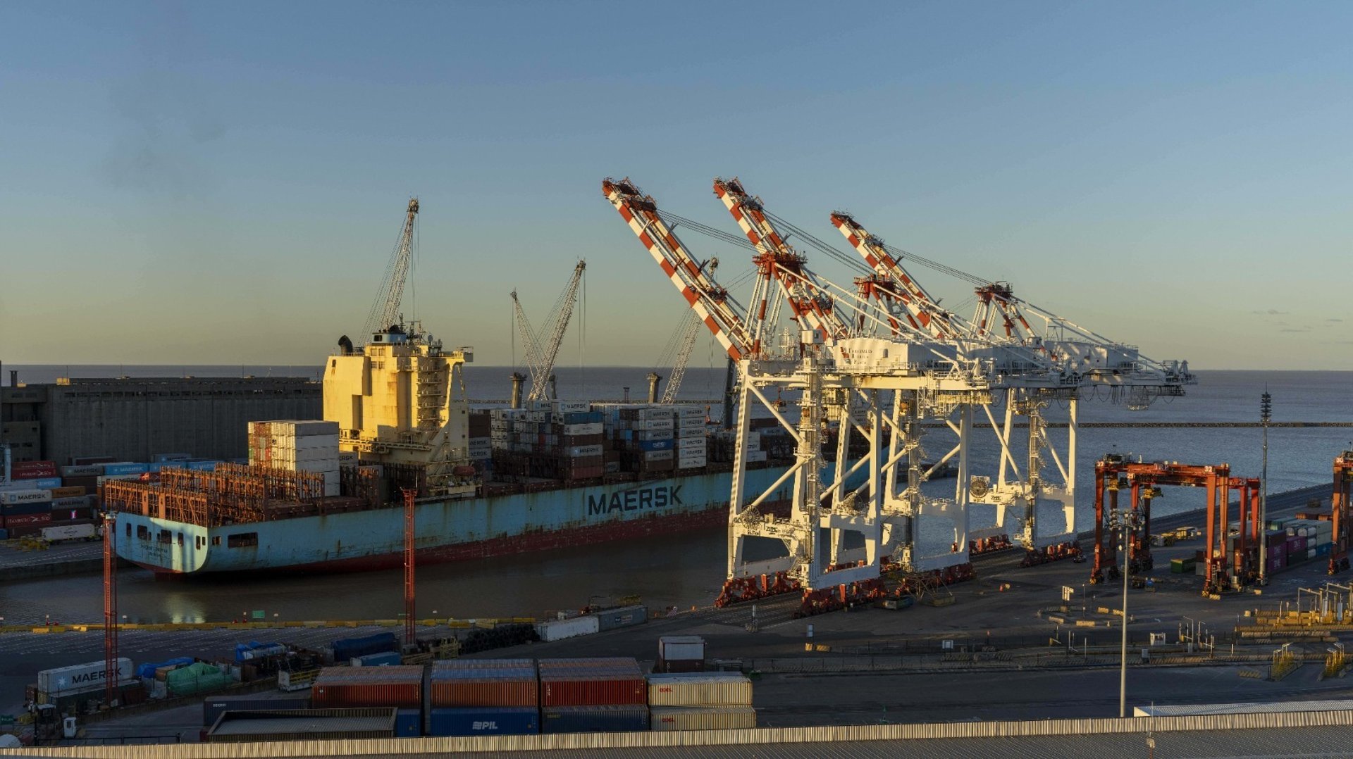 a large ship in the water