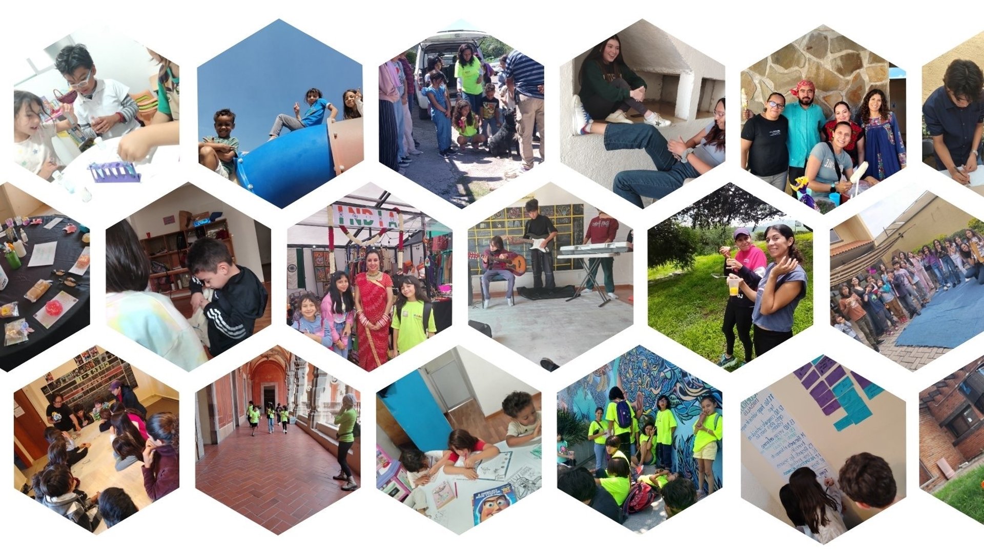 an abstract photo of a curved building with a blue sky in the background