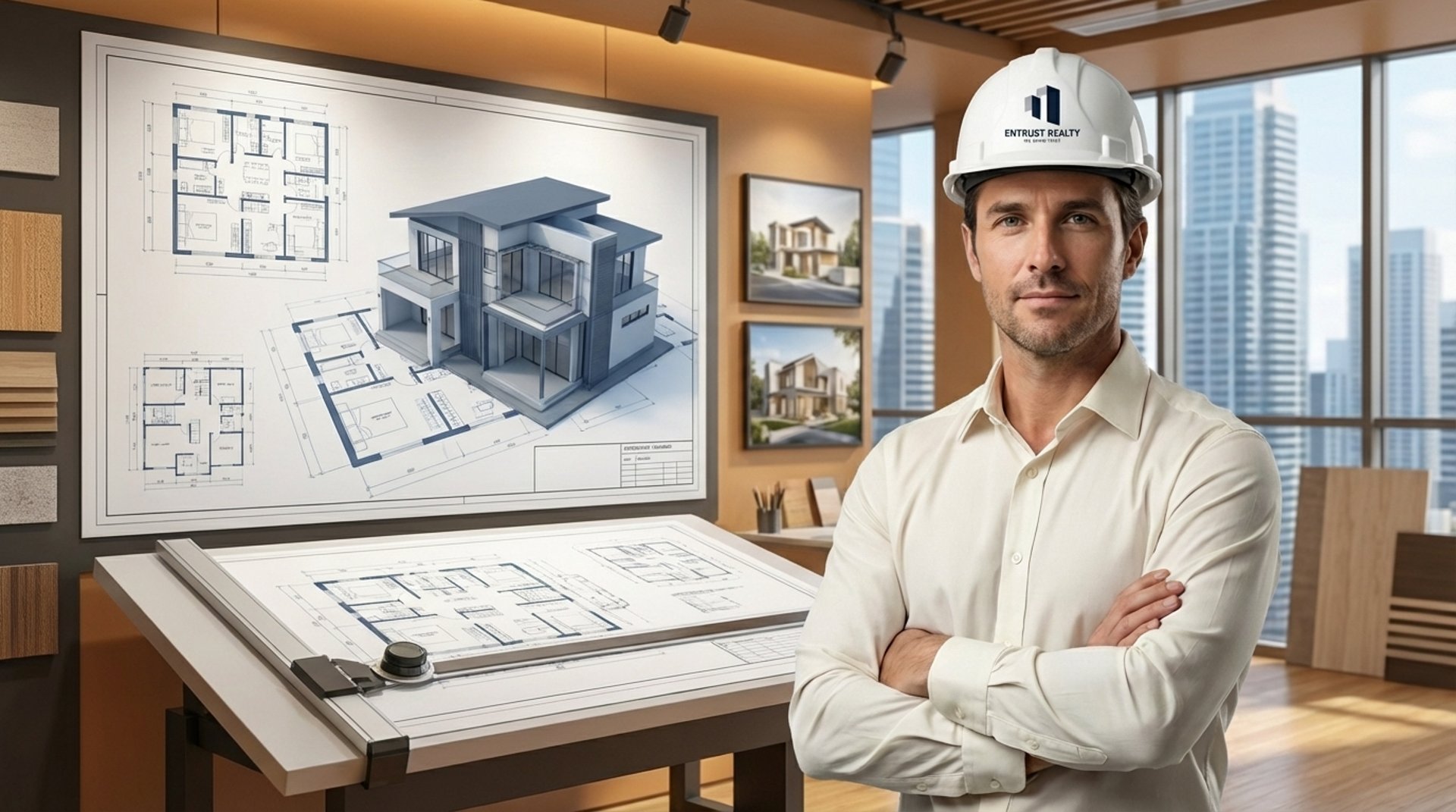 an abstract photo of a curved building with a blue sky in the background