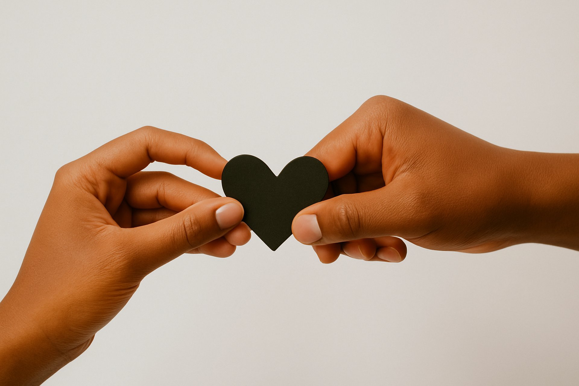 two person holding papercut heart