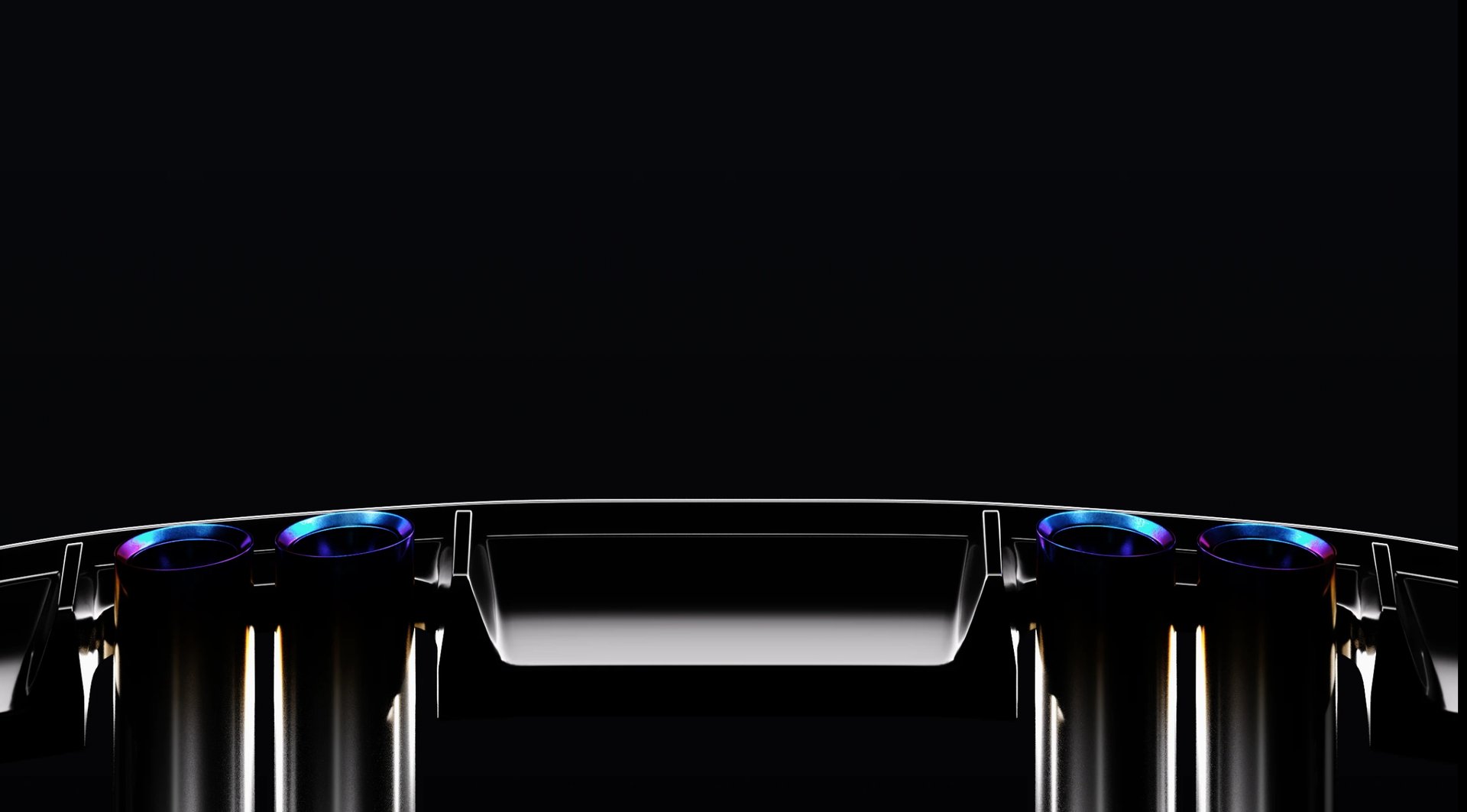 an abstract photo of a curved building with a blue sky in the background