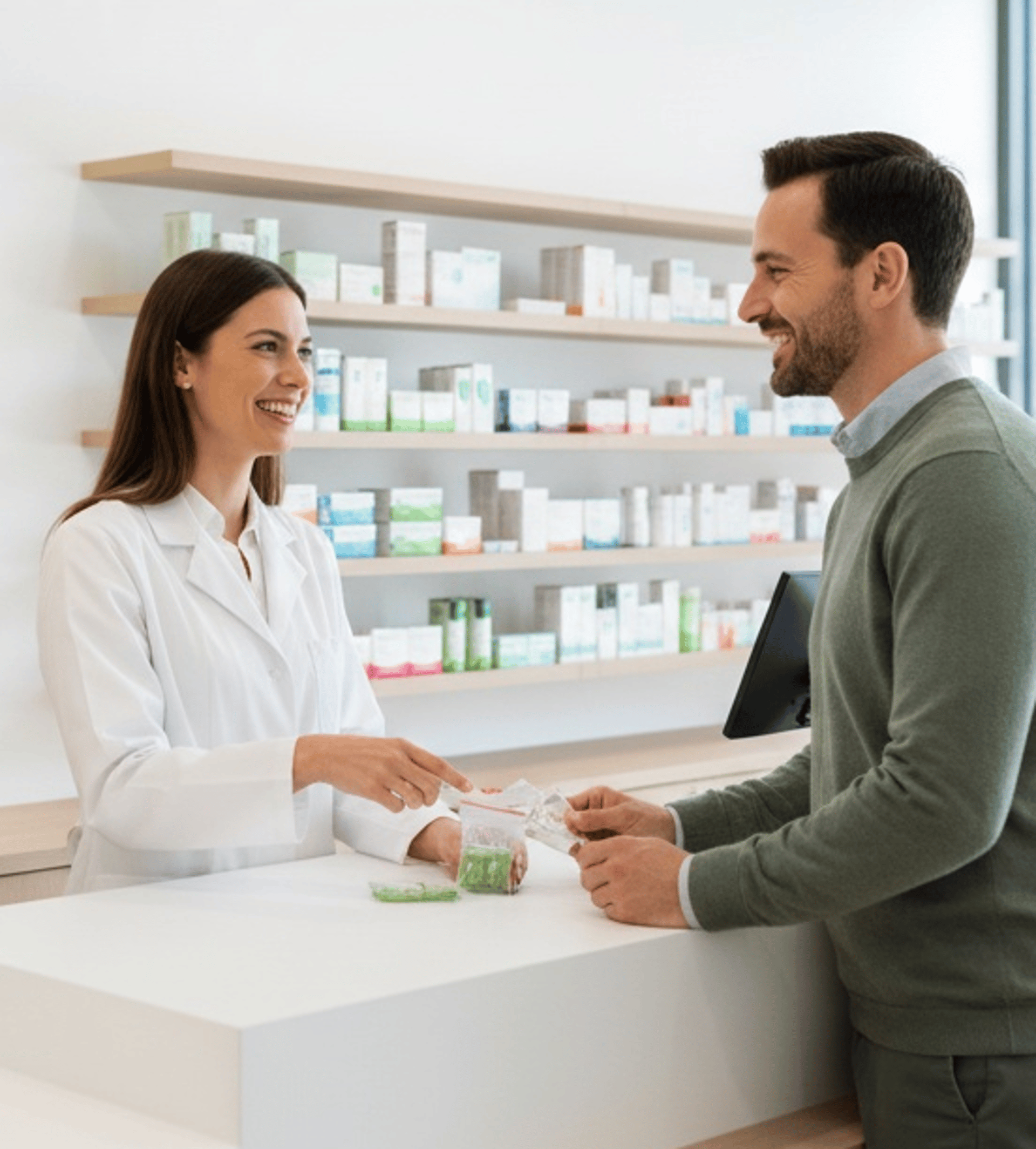 Doctor writing notes while patient sits opposite.