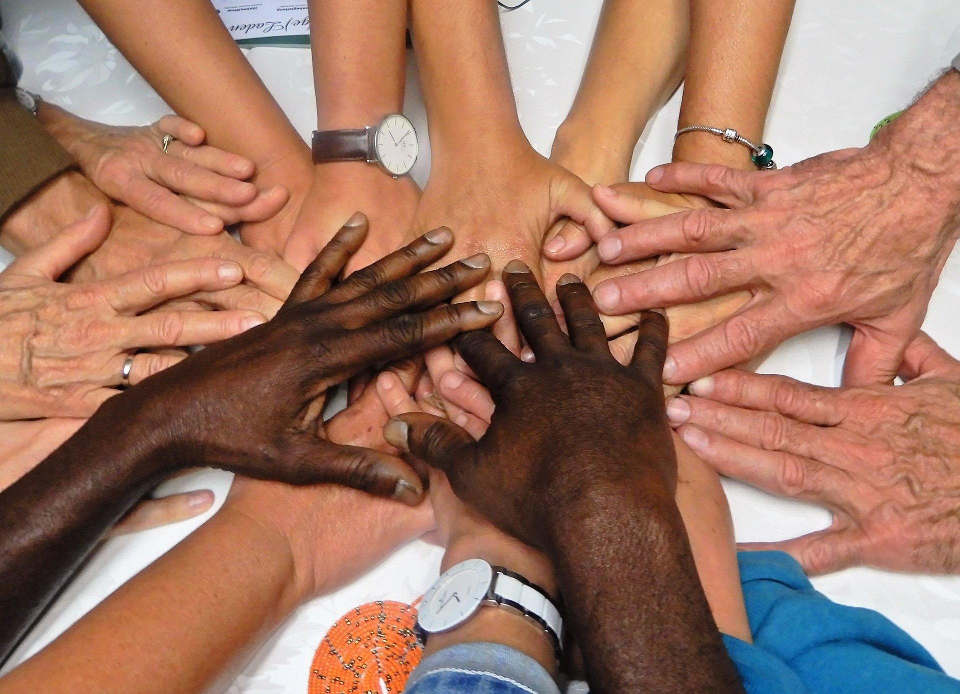 an abstract photo of a curved building with a blue sky in the background