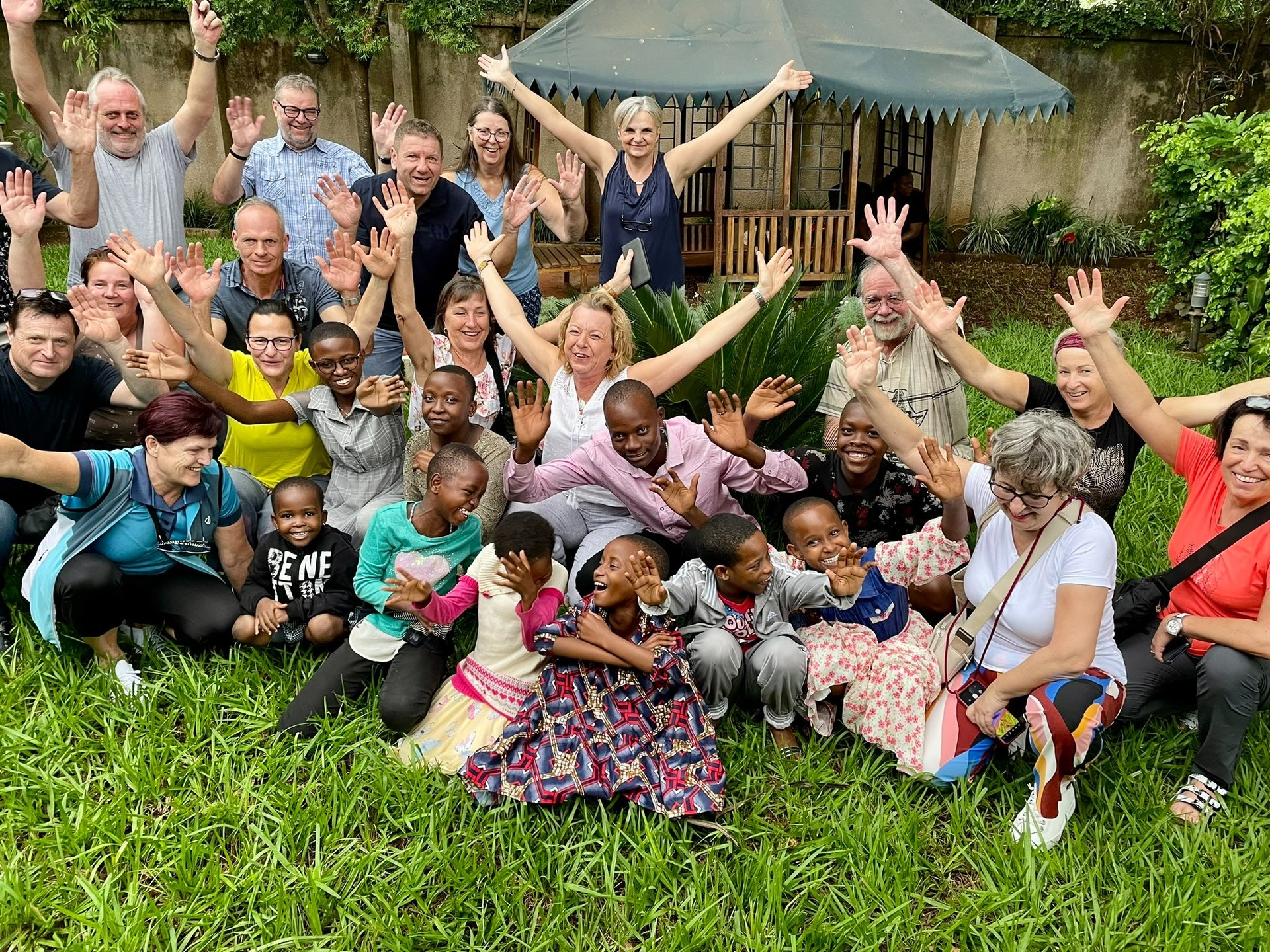 an abstract photo of a curved building with a blue sky in the background
