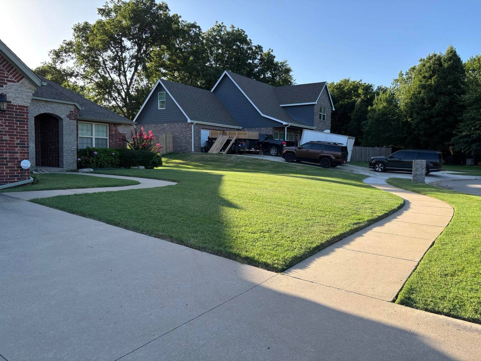 fresh cut grass in residential neighborhood