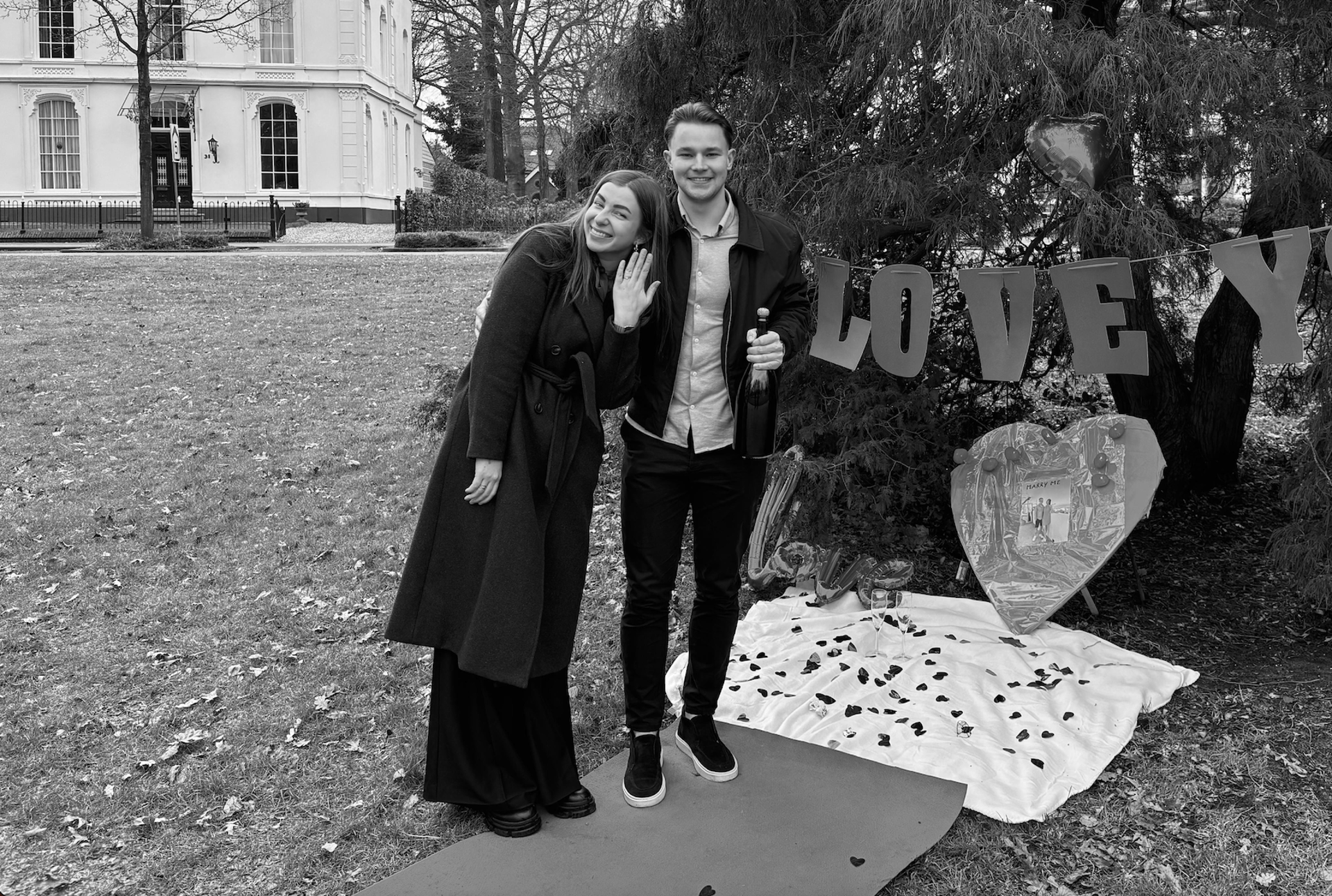 couple wearing silver-colored rings