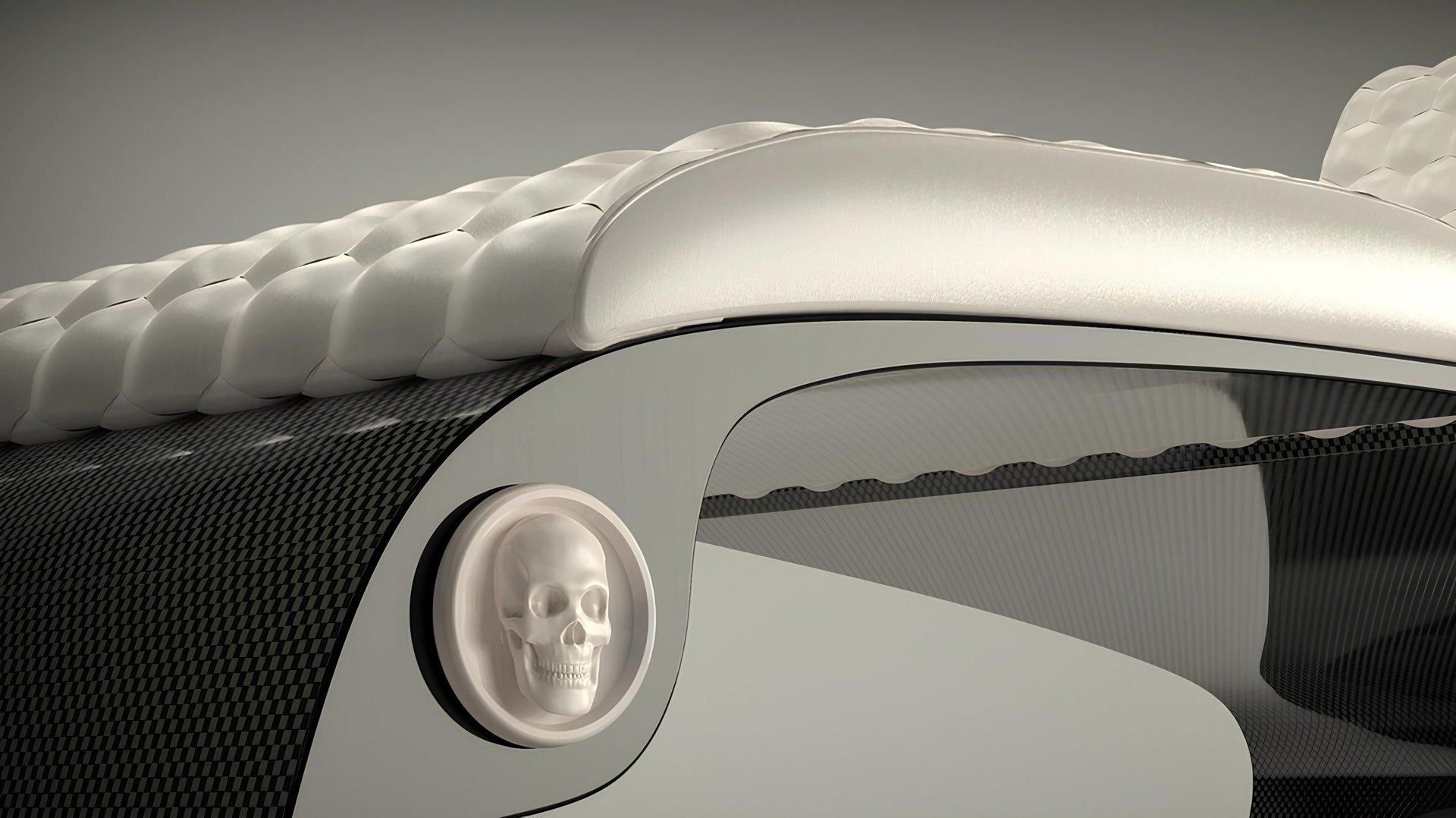 an abstract photo of a curved building with a blue sky in the background