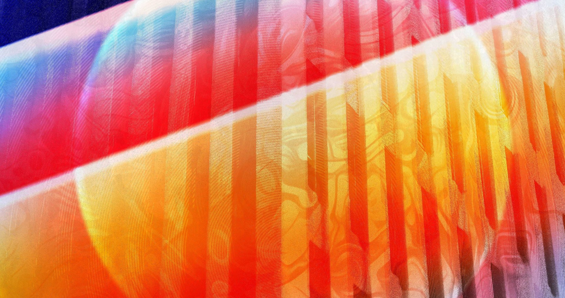 an abstract photo of a curved building with a blue sky in the background
