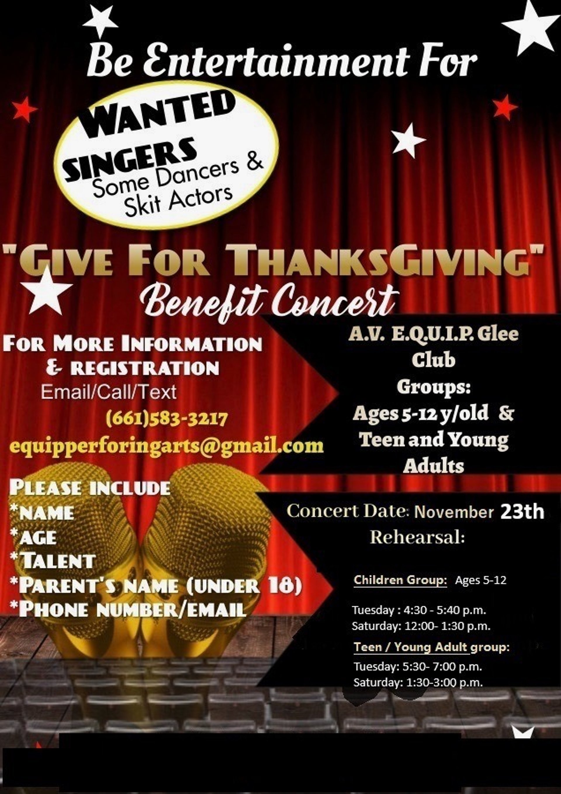 AVAALP Flyer of Give For Thanksgiving Benefit Concert on Nov. 23