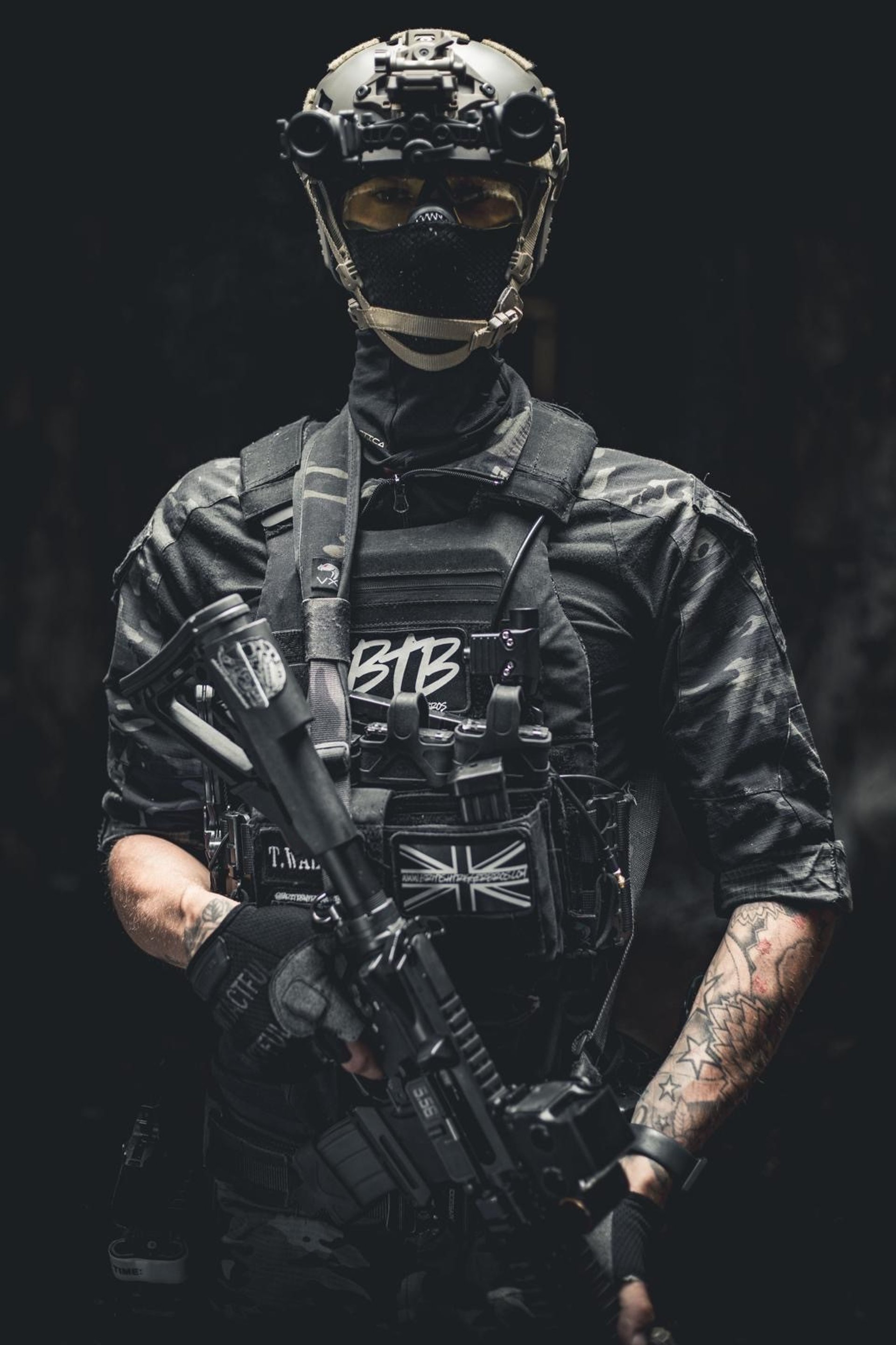 Me in my tactical helmet wearing the BTB hoody