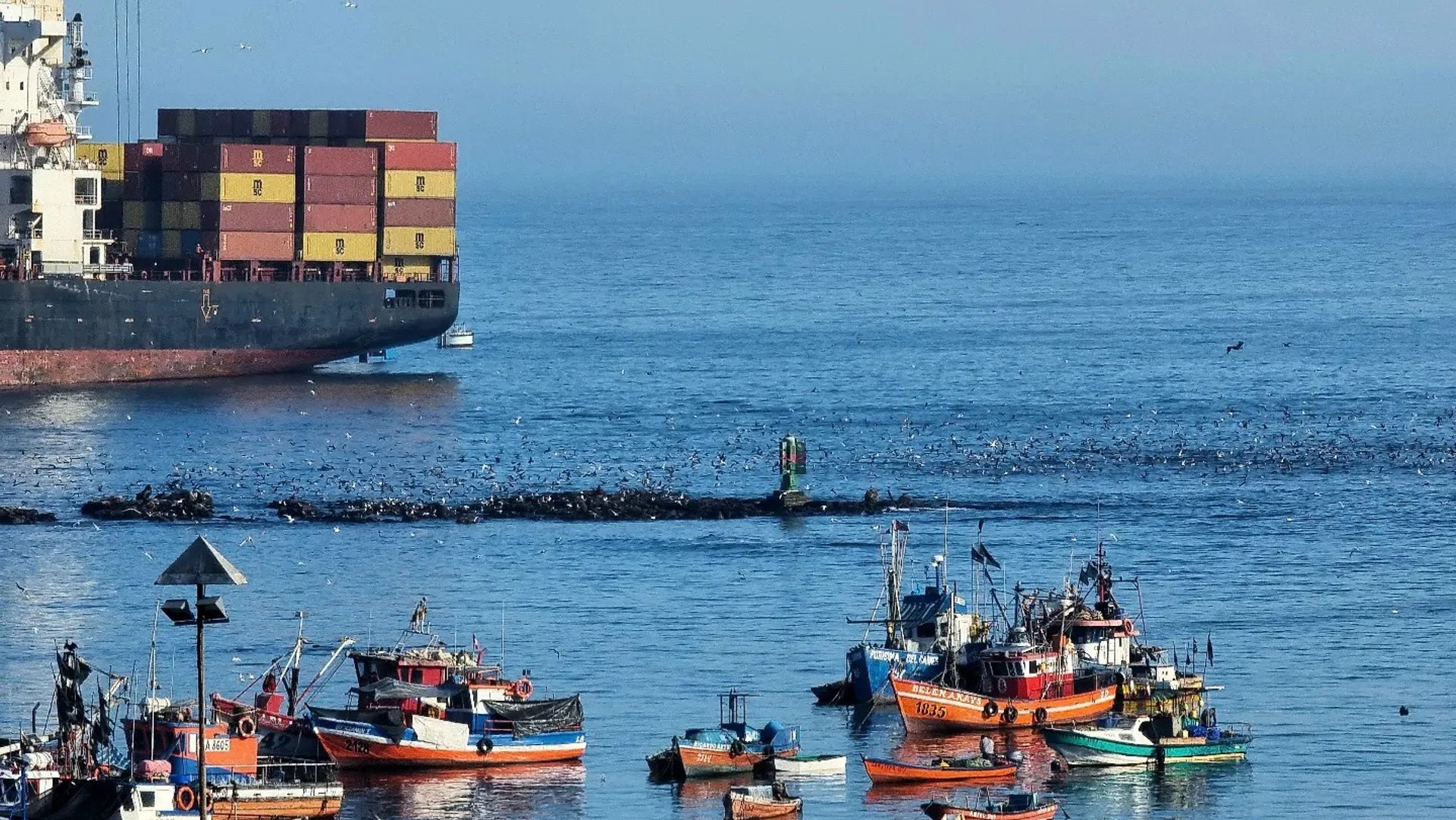 aerial photo of pile of enclose trailer