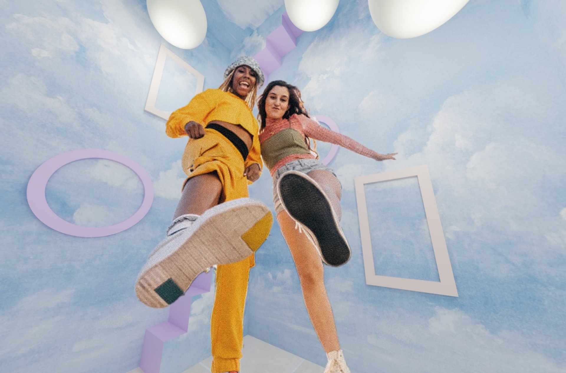 woman wearing yellow long-sleeved dress under white clouds and blue sky during daytime