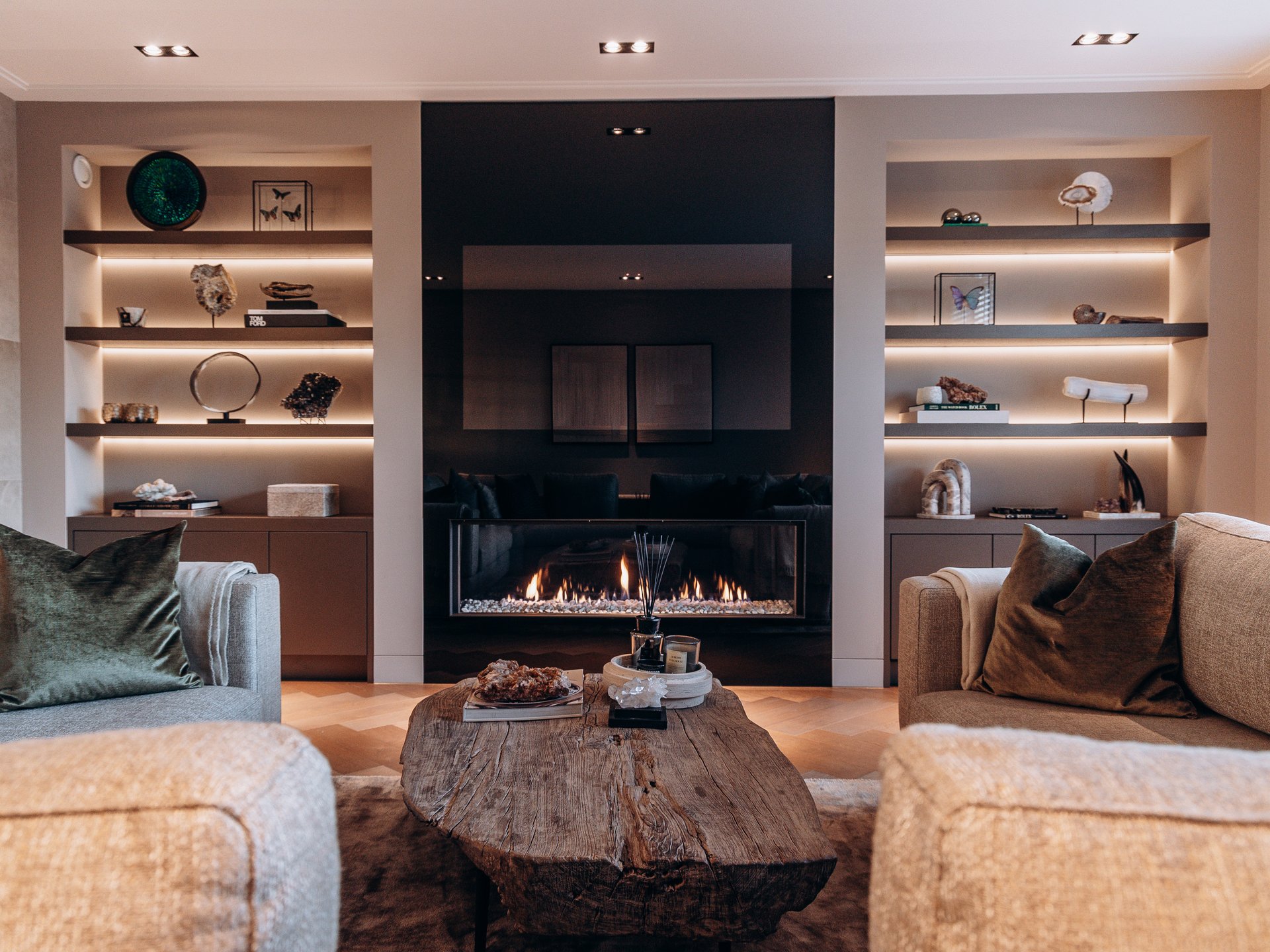 black and brown leather padded tub sofa