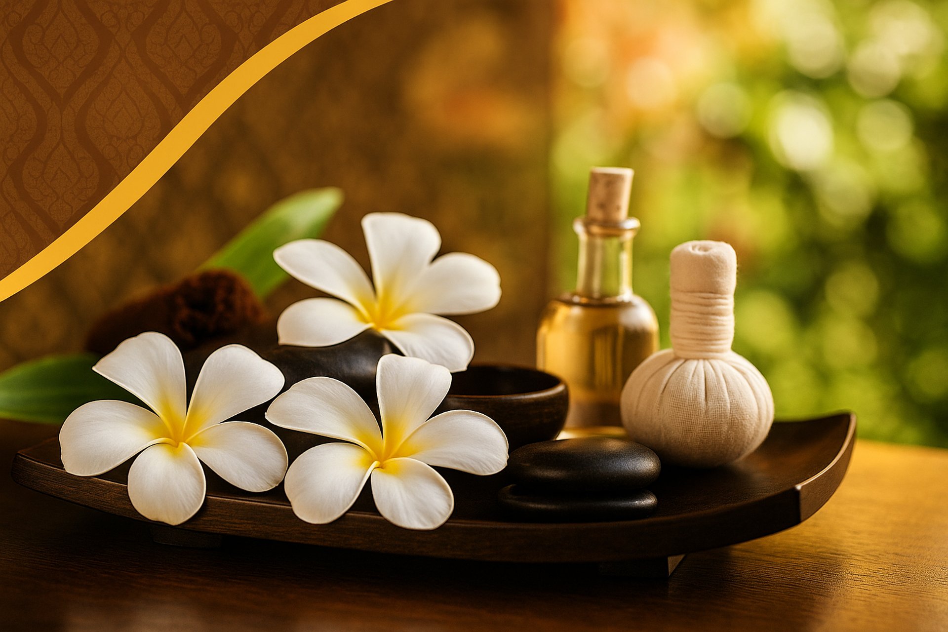 a woman laying on a bed with hot stones on her back