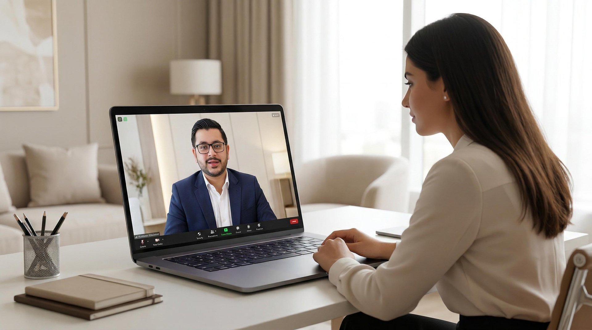 an abstract photo of a curved building with a blue sky in the background