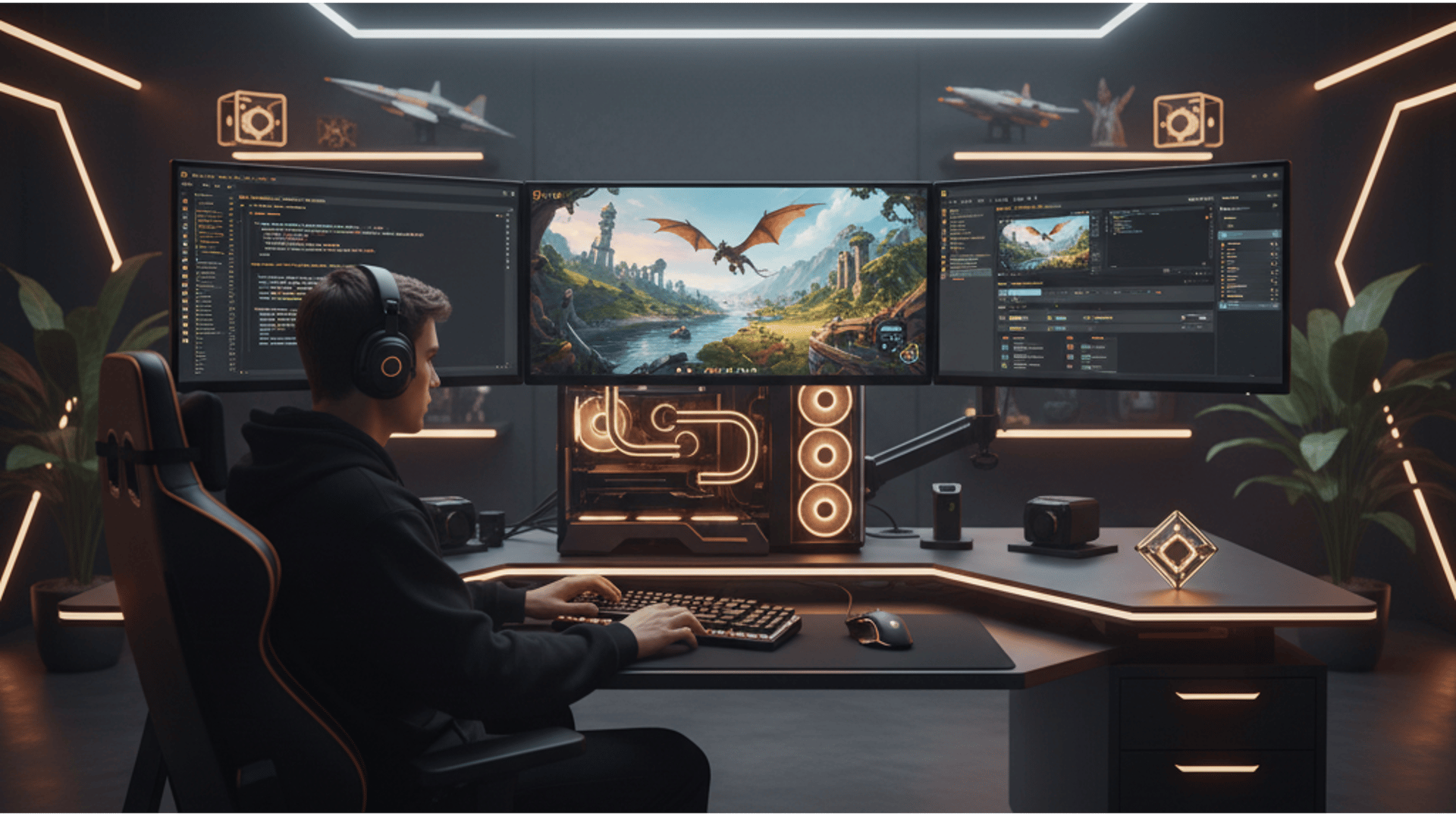 two black flat screen computer monitors