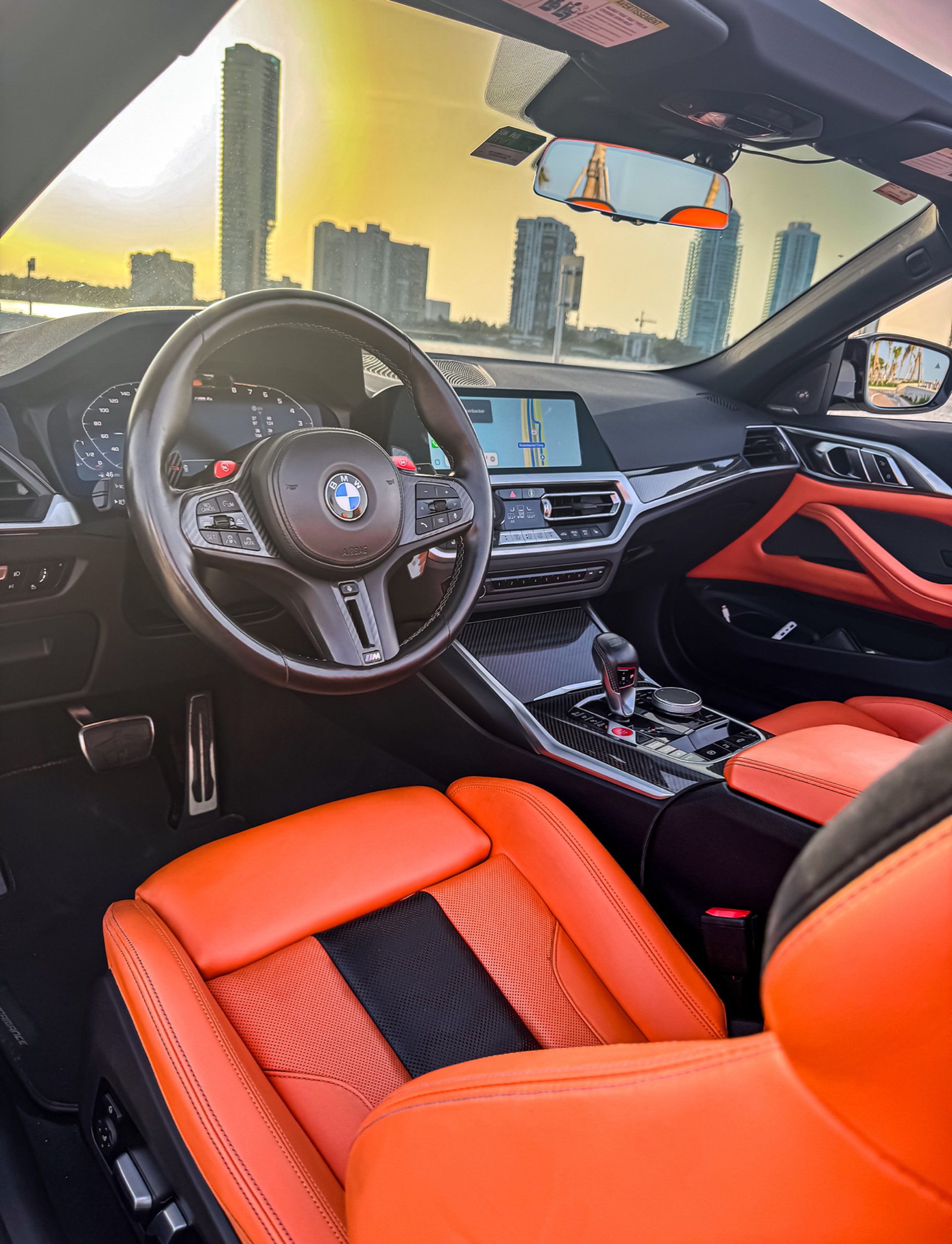 black and red steering wheel