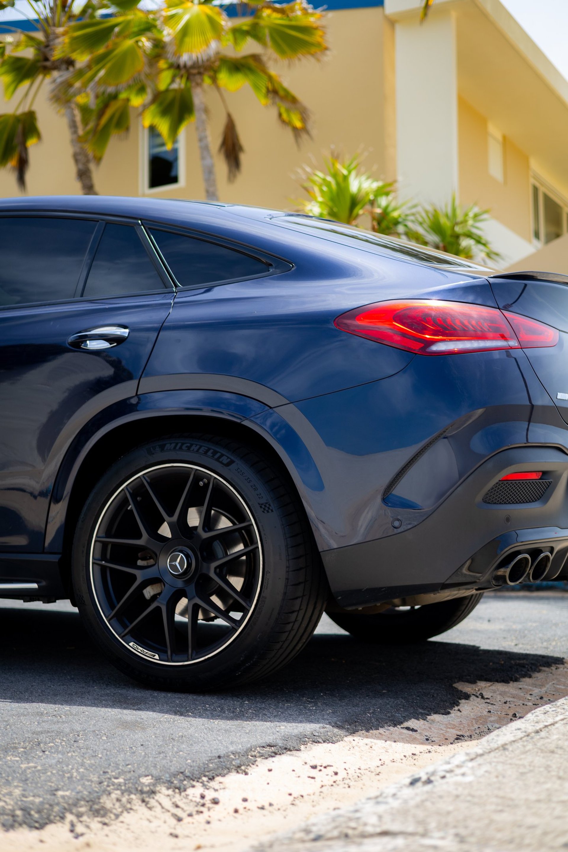 a close up of a wheel on a sports car