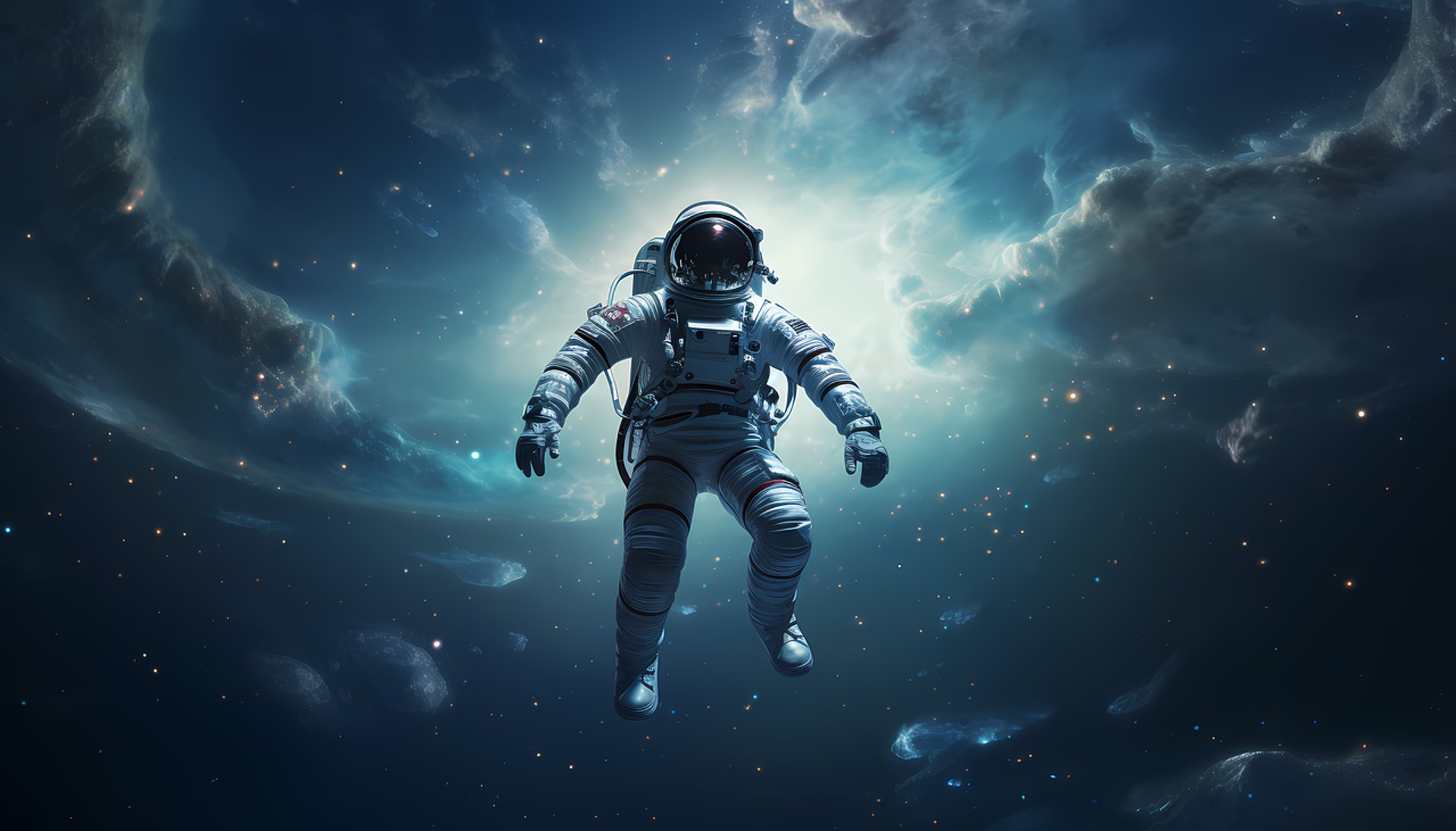 an image of an astronaut in the dark